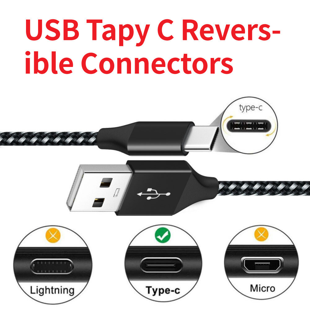Braided USB C Type-C Fast Charging Data SYNC Charger Cable Cord 3/6/10FT LONG