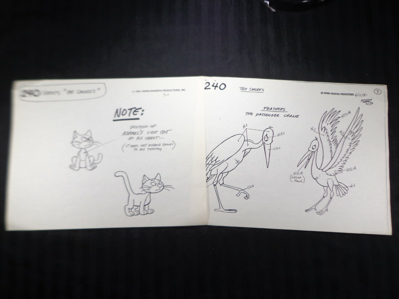 THE SMURFS HANNA-BARBERA Artist Art Guide - 1981 Lot of (2) RARE AZRAEL #7