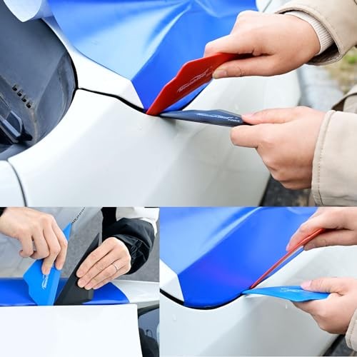 5-Pack Window Tint Tools Triangle Squeegee, 80A Hardness Multi-Edge Red