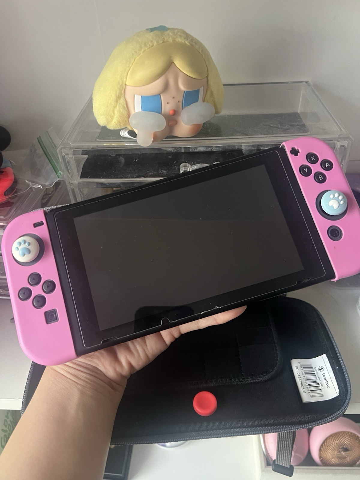 Nintendo Switch Console w/ Joy-Con, Grip, tomtoc Case, Thumb Grips