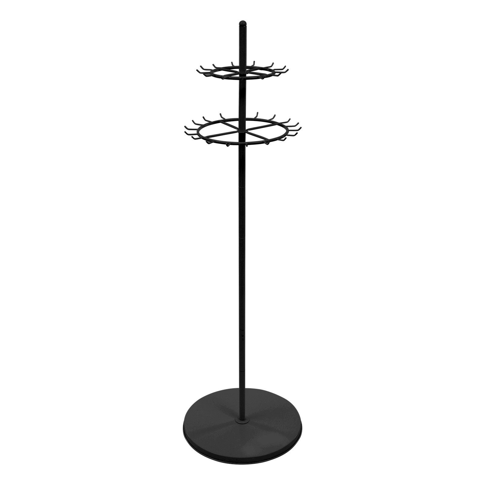 Tie Rack Floor Stand Belt Hanger Display Shelf 31 Hooks Adjustable Feet 2-Tier