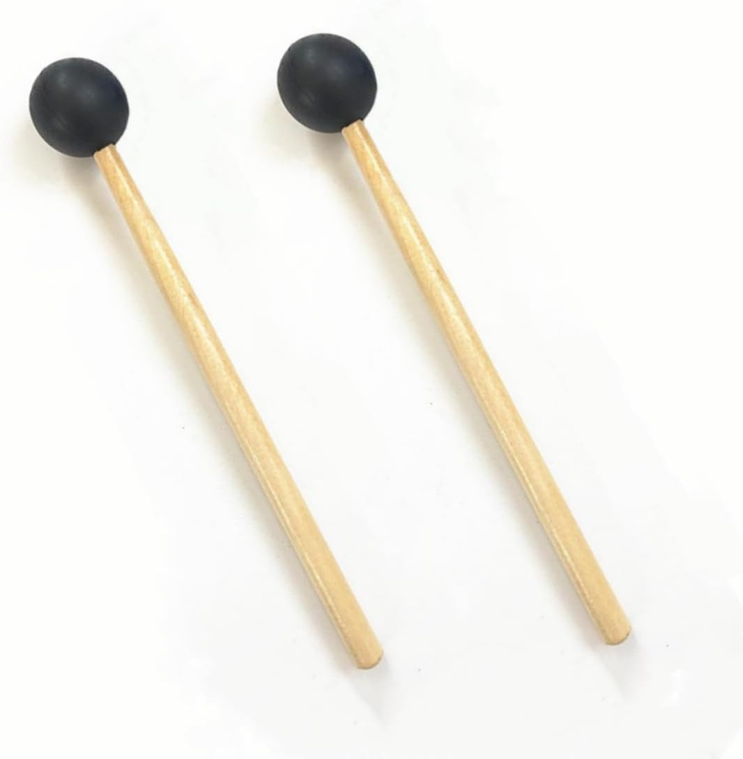 2 Pack Tuning Fork Mallet Striker with Rubber Tip Silicone Hammer with Wood H...