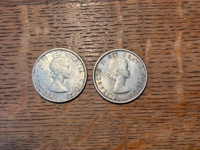 2 Canadian 80% Silver Dollars Both Dated 1963 Some Toning