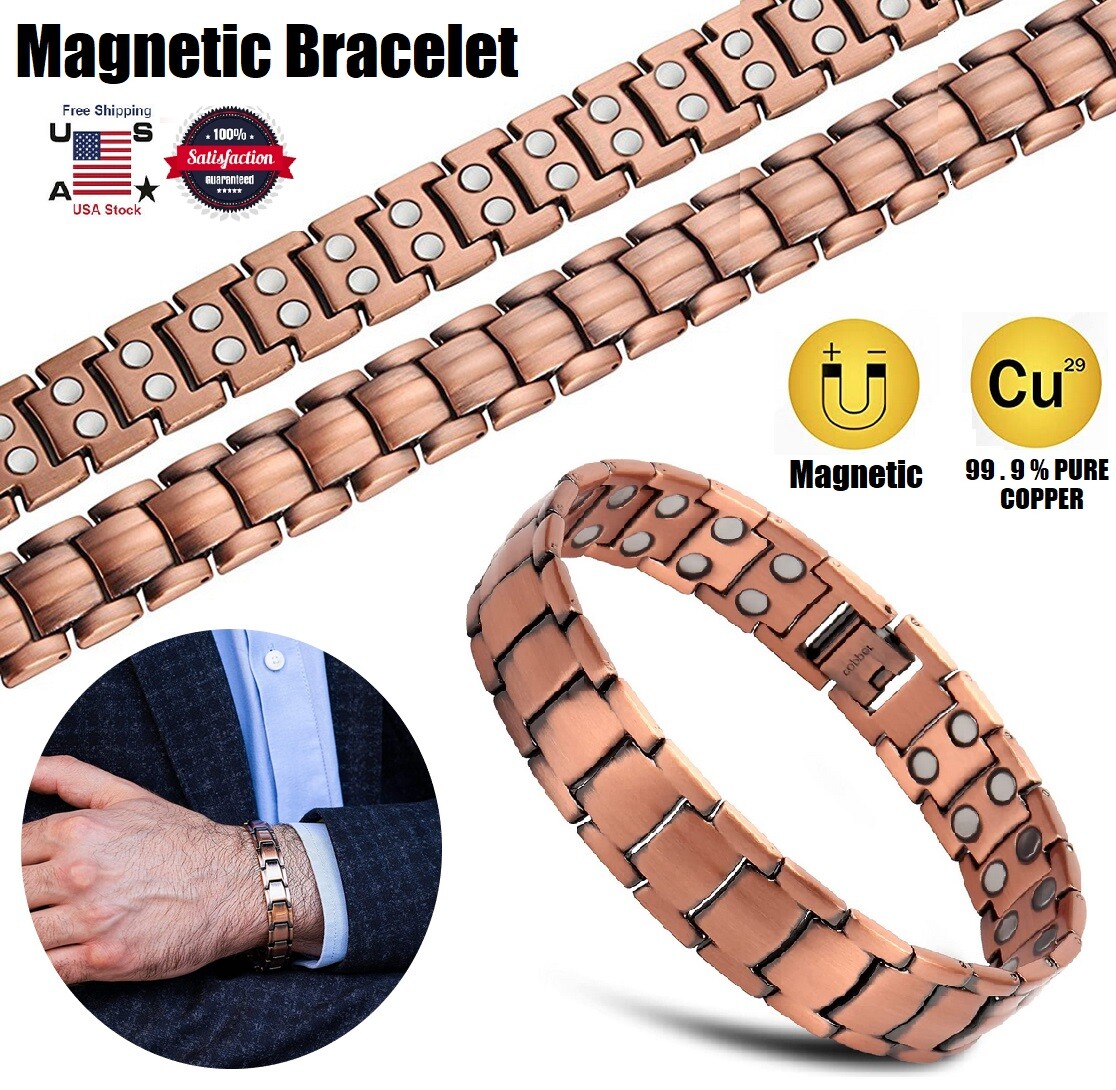 Men's Copper Magnetic Bracelet Solid Copper Bangle Adjustable Jewelry Gifts