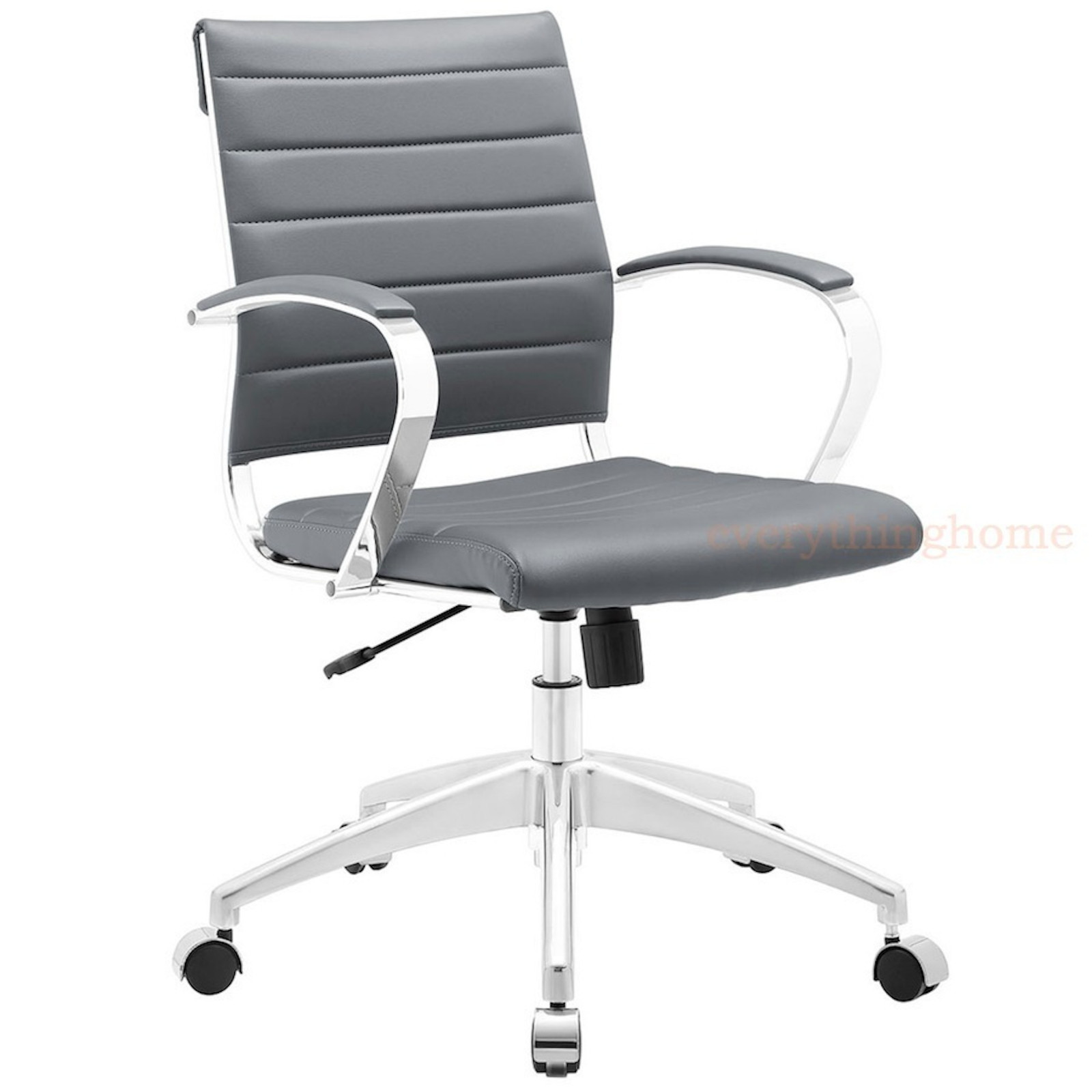 Padded Desk Office Mid Back Chair Rolling Casters Mid-Century Modern - 8 Colors