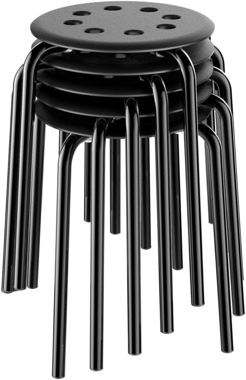 17.3in Height Portable Plastic Stools Backless Round Top Kitchen Home Pack of 5