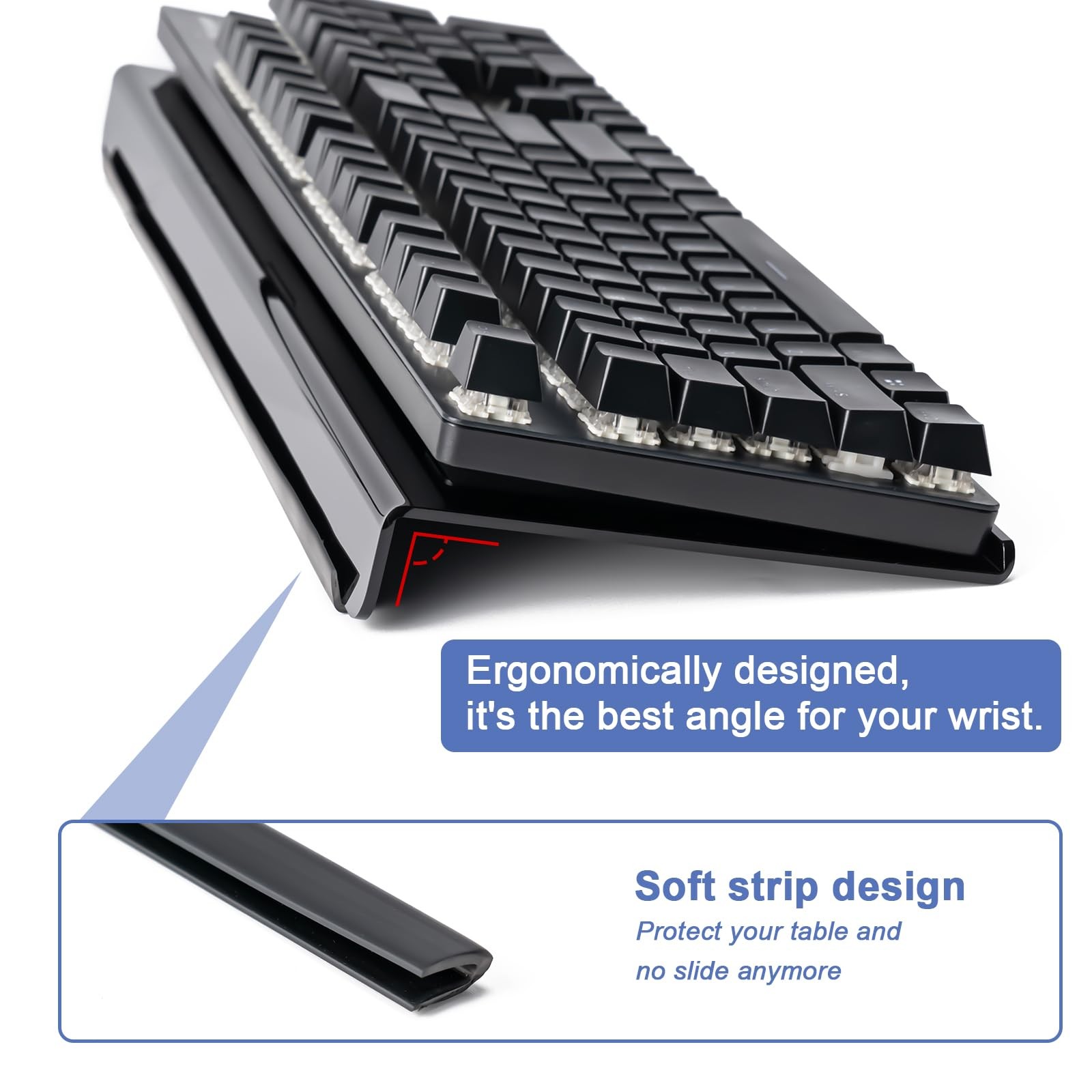 Black Acrylic Tilted Computer Keyboard Holder for Ergonomic Typing Keyboard S...
