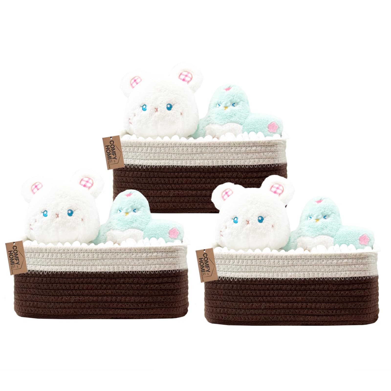 COMFY HOMI 11.5"x7.5"x4.7" Storage Baskets for Organizing | Cotton Rope Woven...