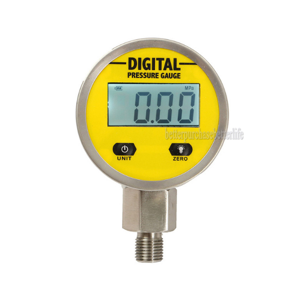 Battery-Powered 316 Body Digital Pressure Gauge,0-25Mpa 3V NPT1/4 4 LCD Display