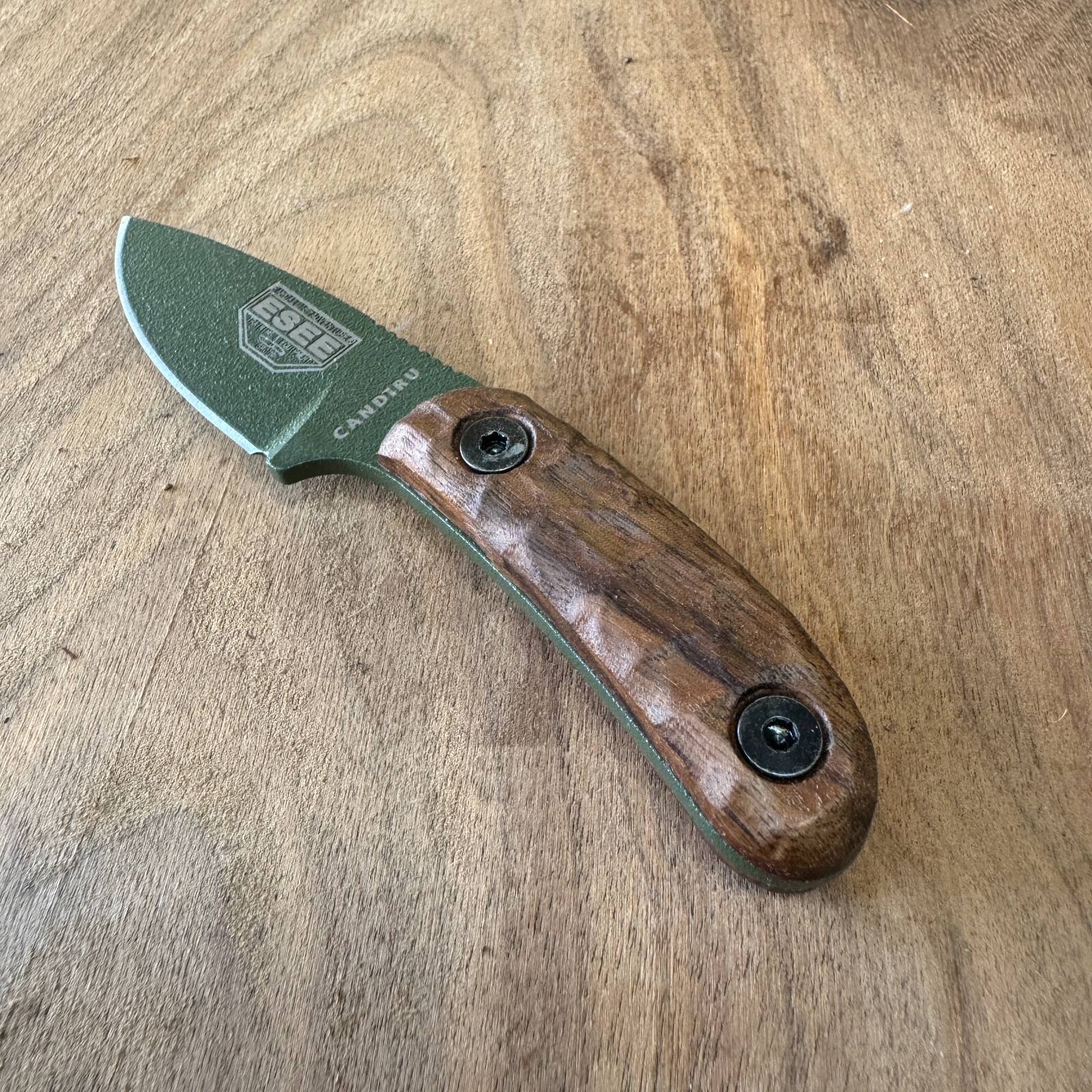 Royal curl walnut scales compatible with ESEE Candiru knife (w/Hardware)