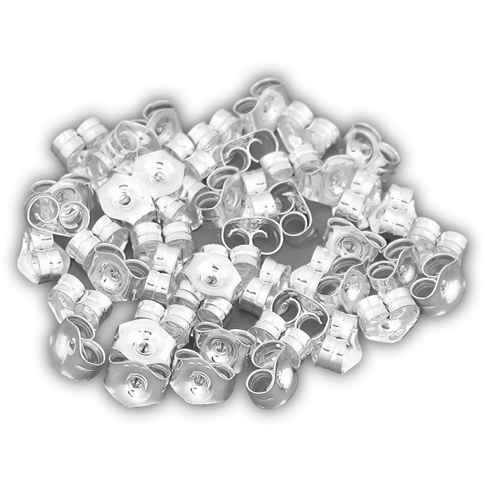 20 Sterling Silver Friction Earring Backs Jewelry 3.8mm x 4.5mm
