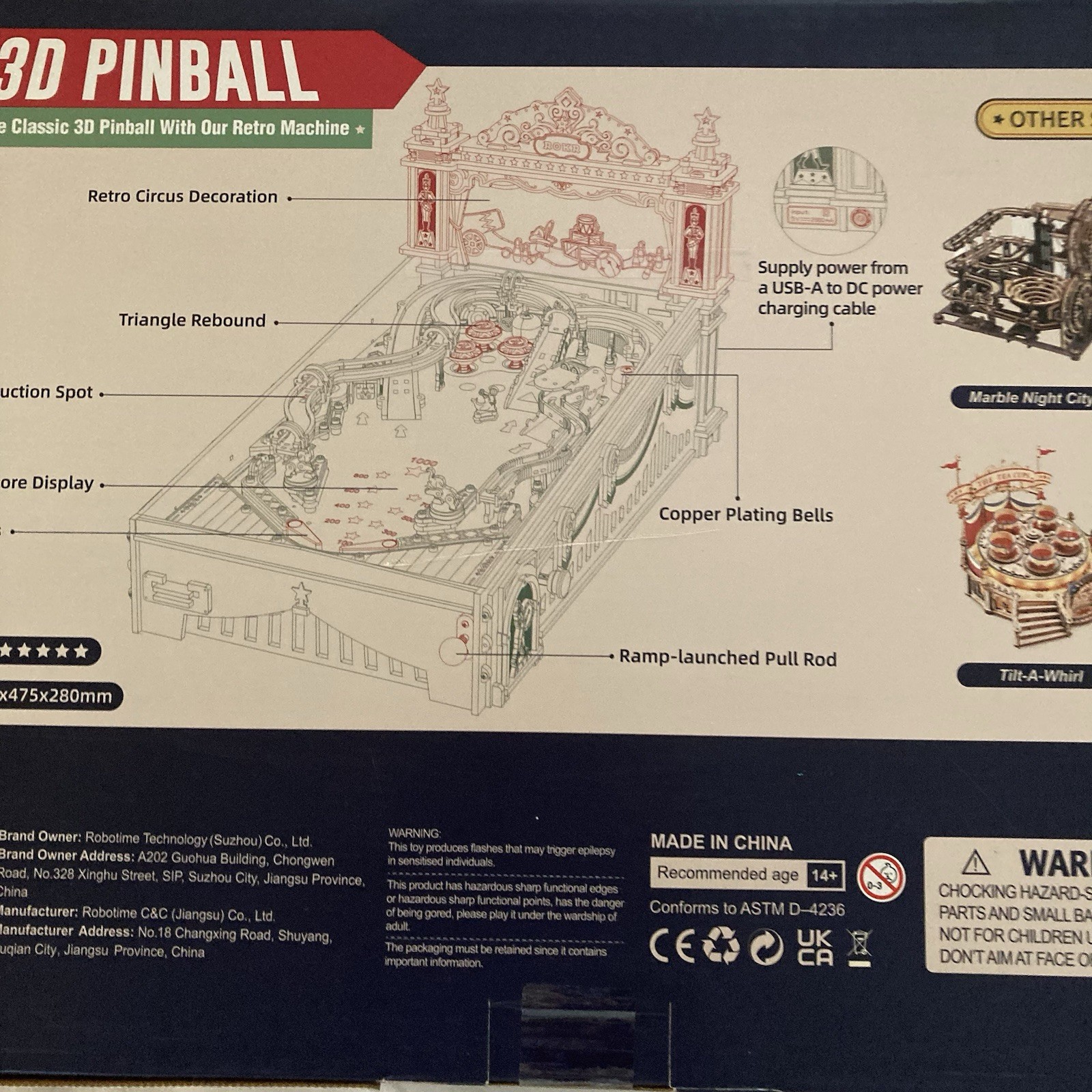 ROKR 3D Pinball Machine Retro Machine New In Box