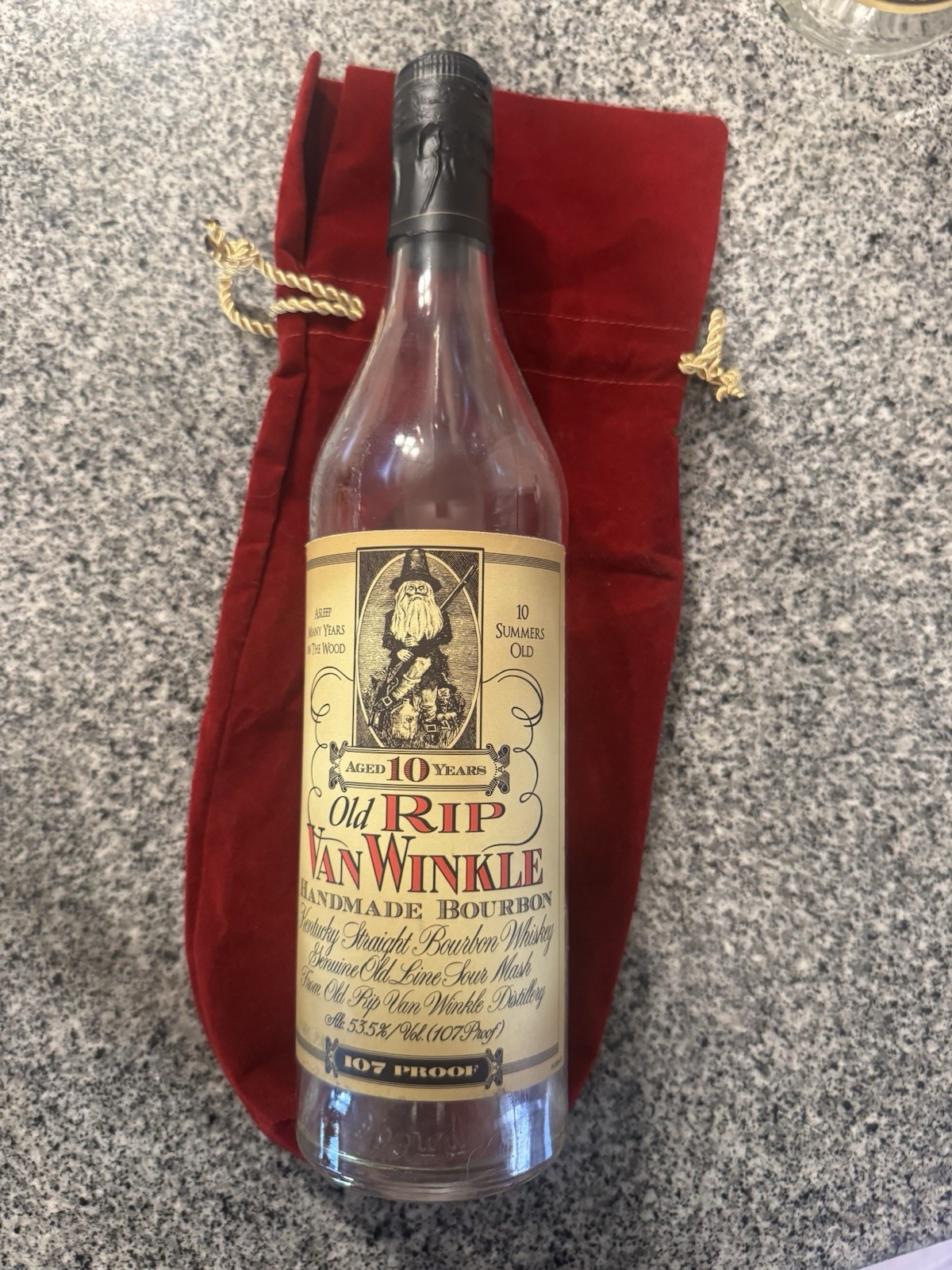 Old Rip Van Winkle 10yr Empty Bottle Unrinsed