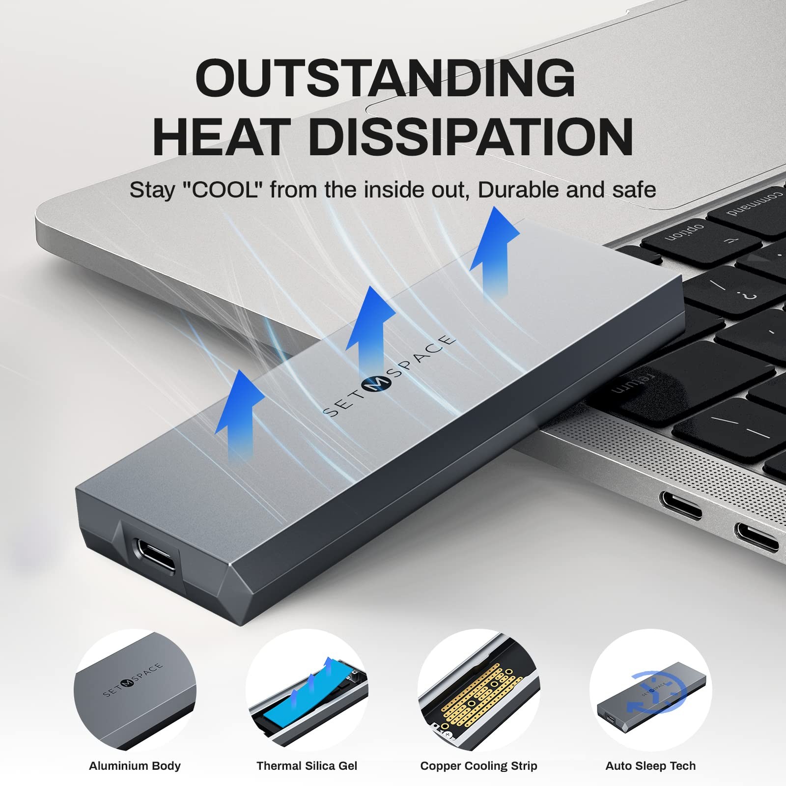 NVME Enclosure ['Tough Guy' Quality] 10 Gbps & SATA, Solid Grey
