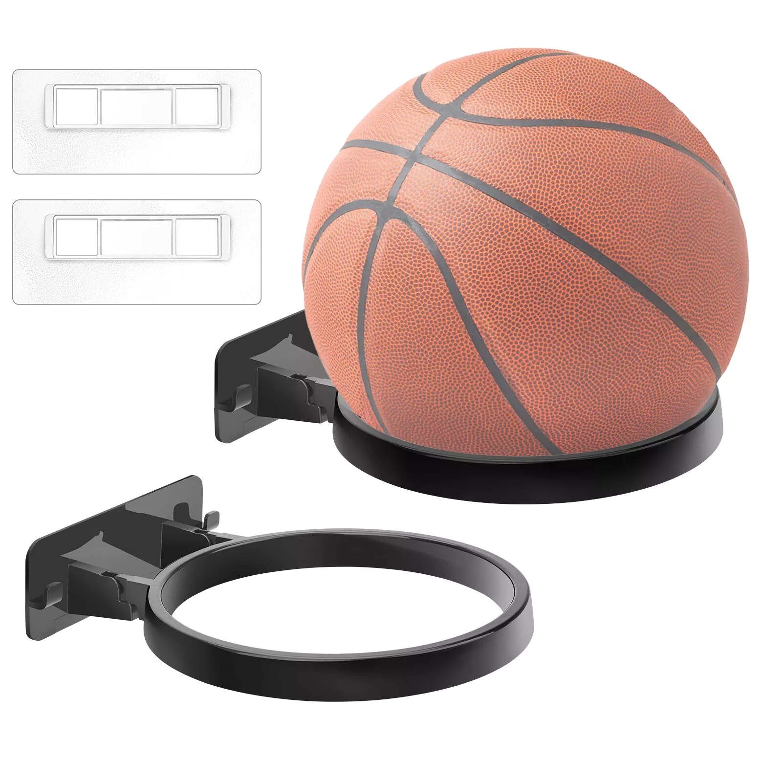 2PCS Black Durable Wall Mounted Polypropylene Basketball Storage Rack Holder