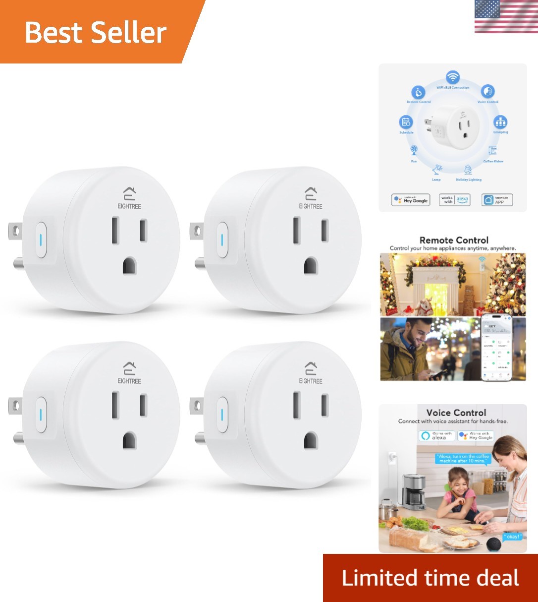 Effortless Home Automation: 15A WiFi Smart Plug with Timer & Remote Control