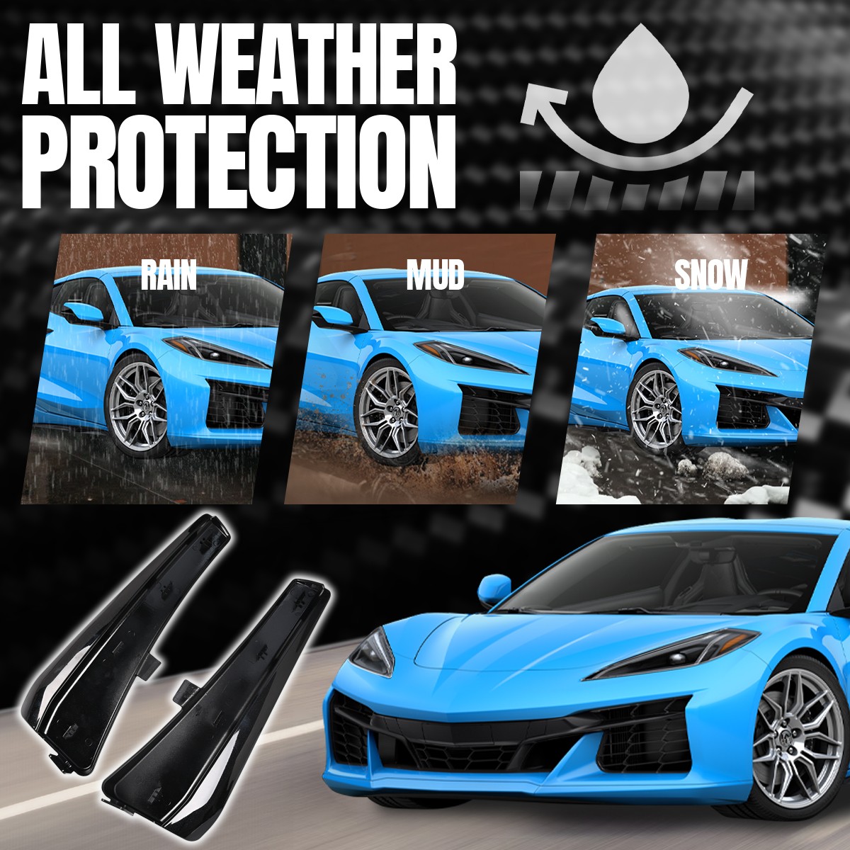 Carbon Flash XL Extended Fender Guards Mud Flaps For Corvette C8 Z06 E-Ray 2023+