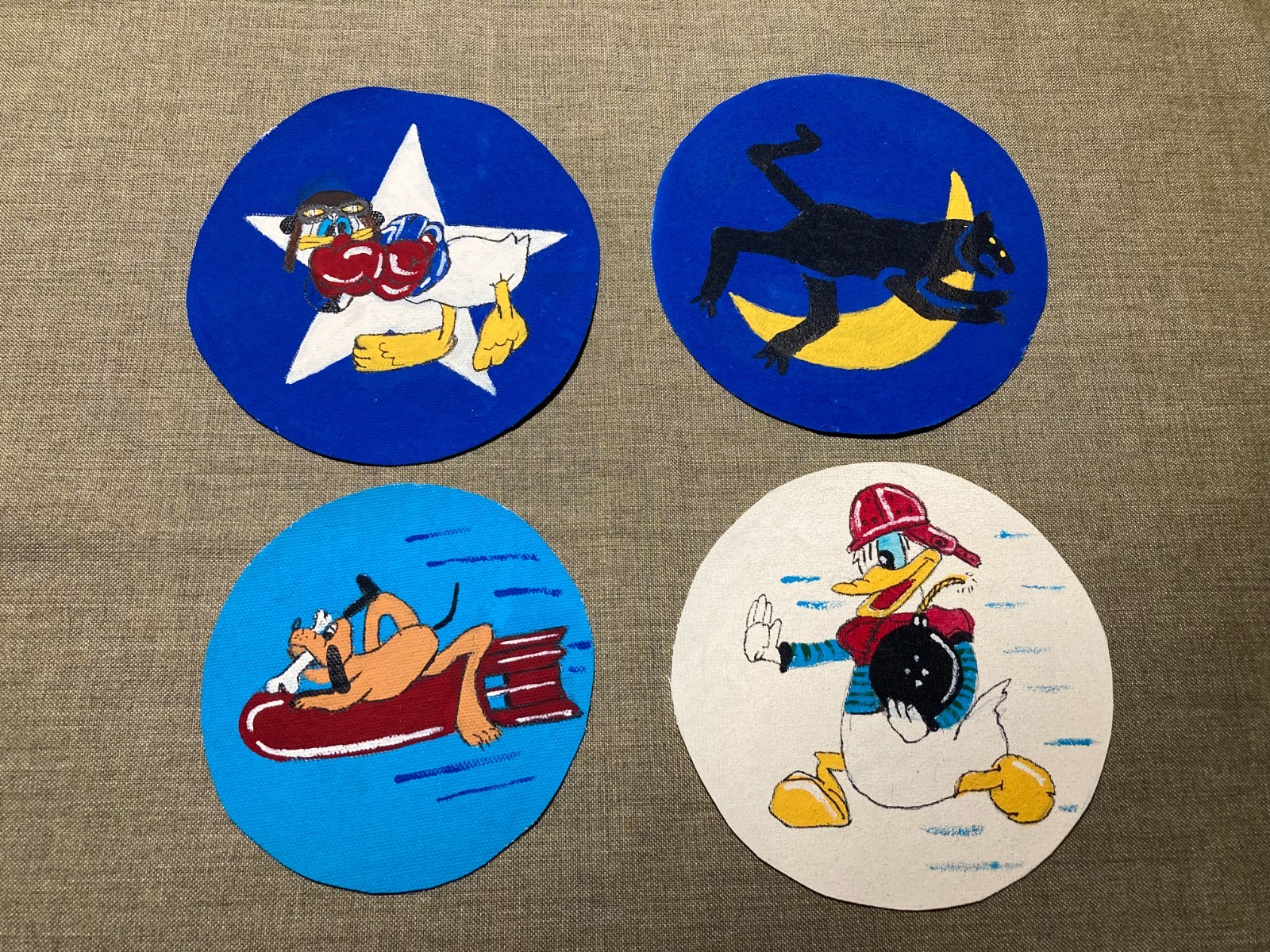 WWII US Army Air Force Bomb & Fighter squadron patch lot large on canvas
