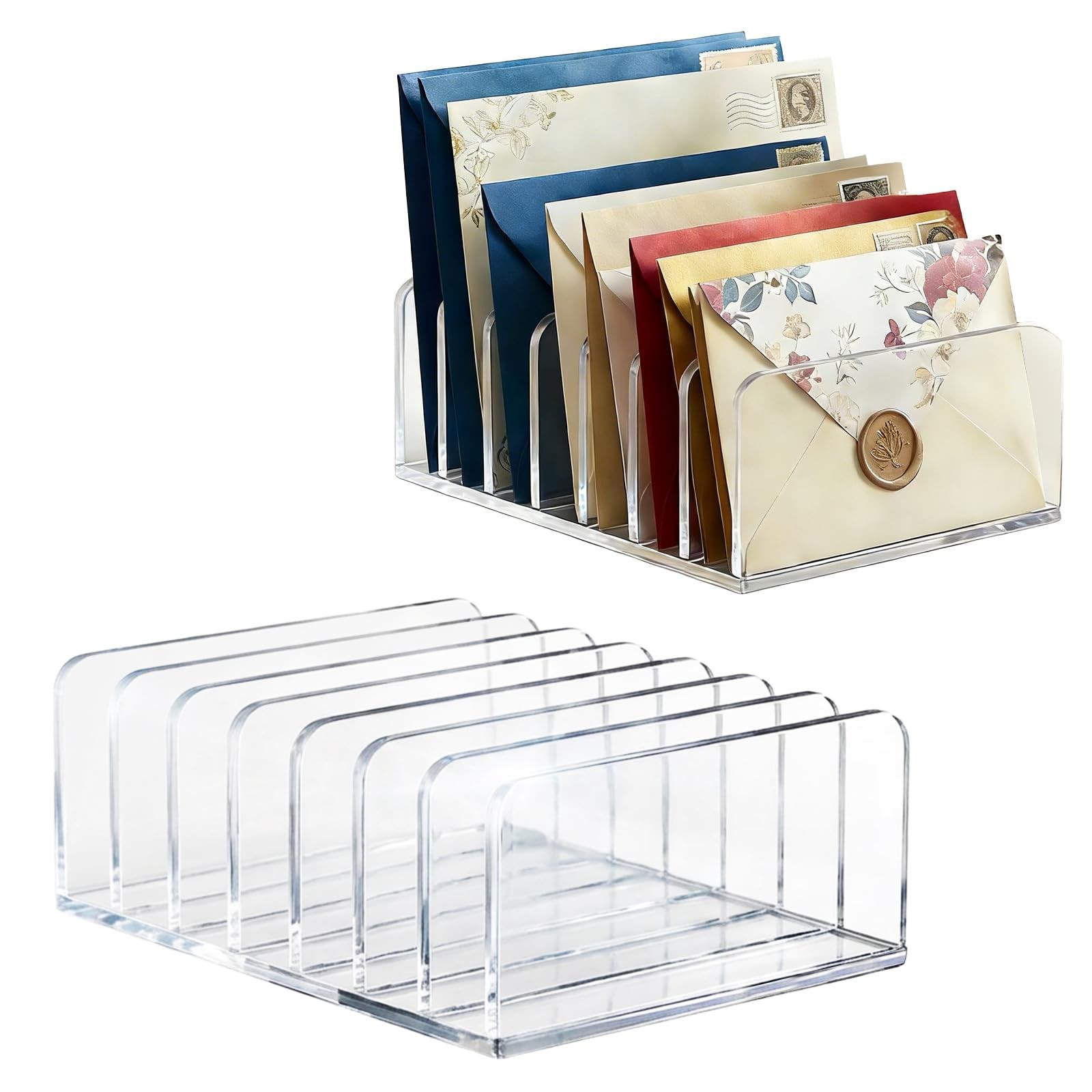 2 Pcs Acrylic Mail Organizer,7 Slots Holder,Mail Organizer for...