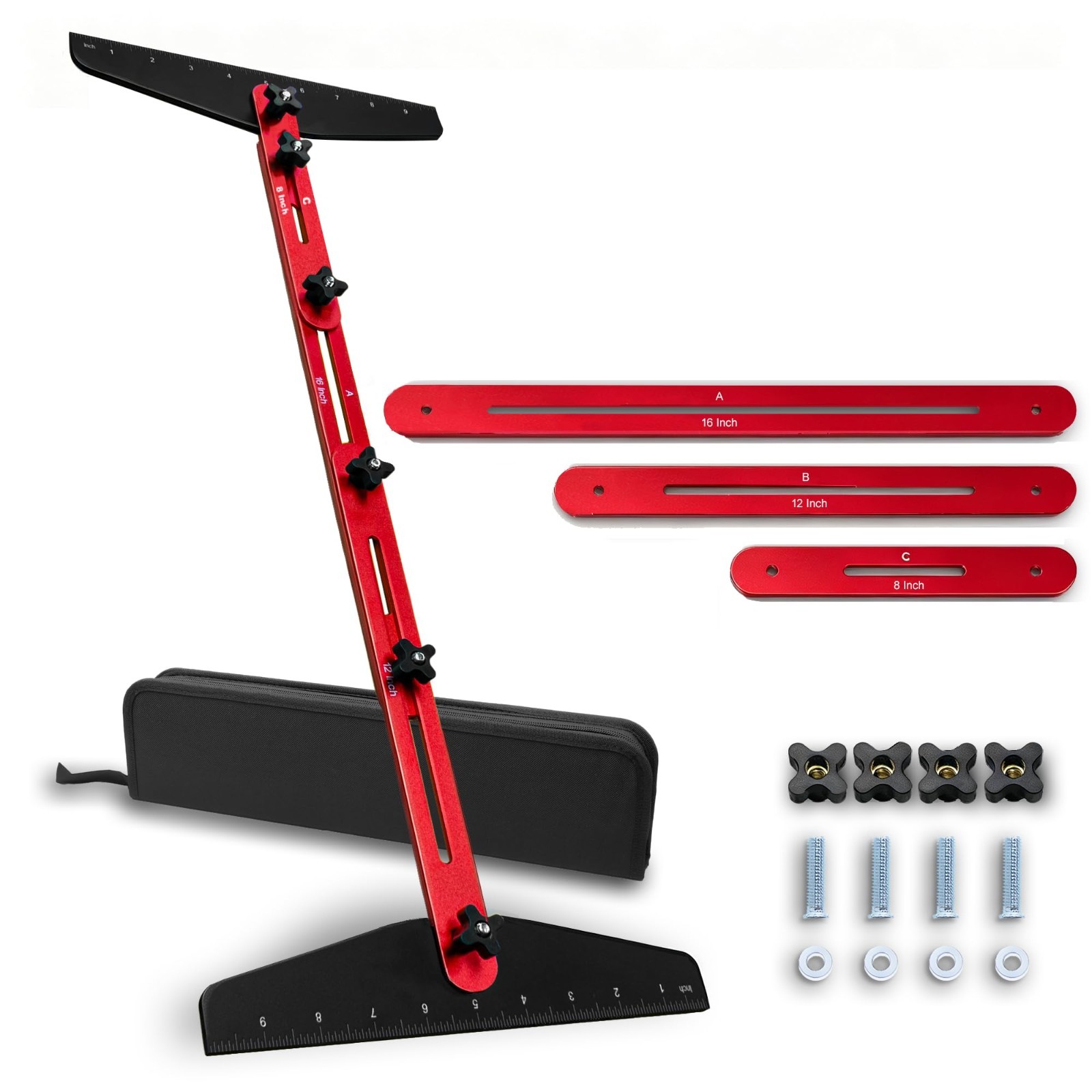 Adjustable Stair Tread Template Tool, 8-60" Aluminum Jig for Accurate Angle Meas