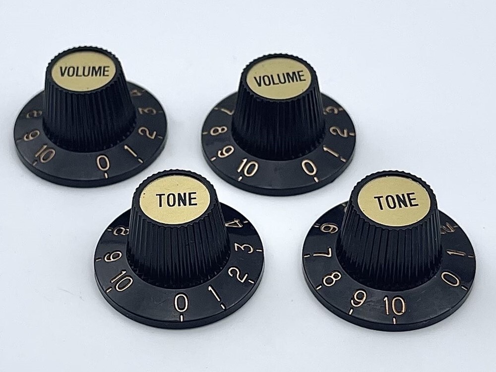 Black Witch Hat Control Knobs with Gold Inserts for Gibson Pots Epiphone Gold US