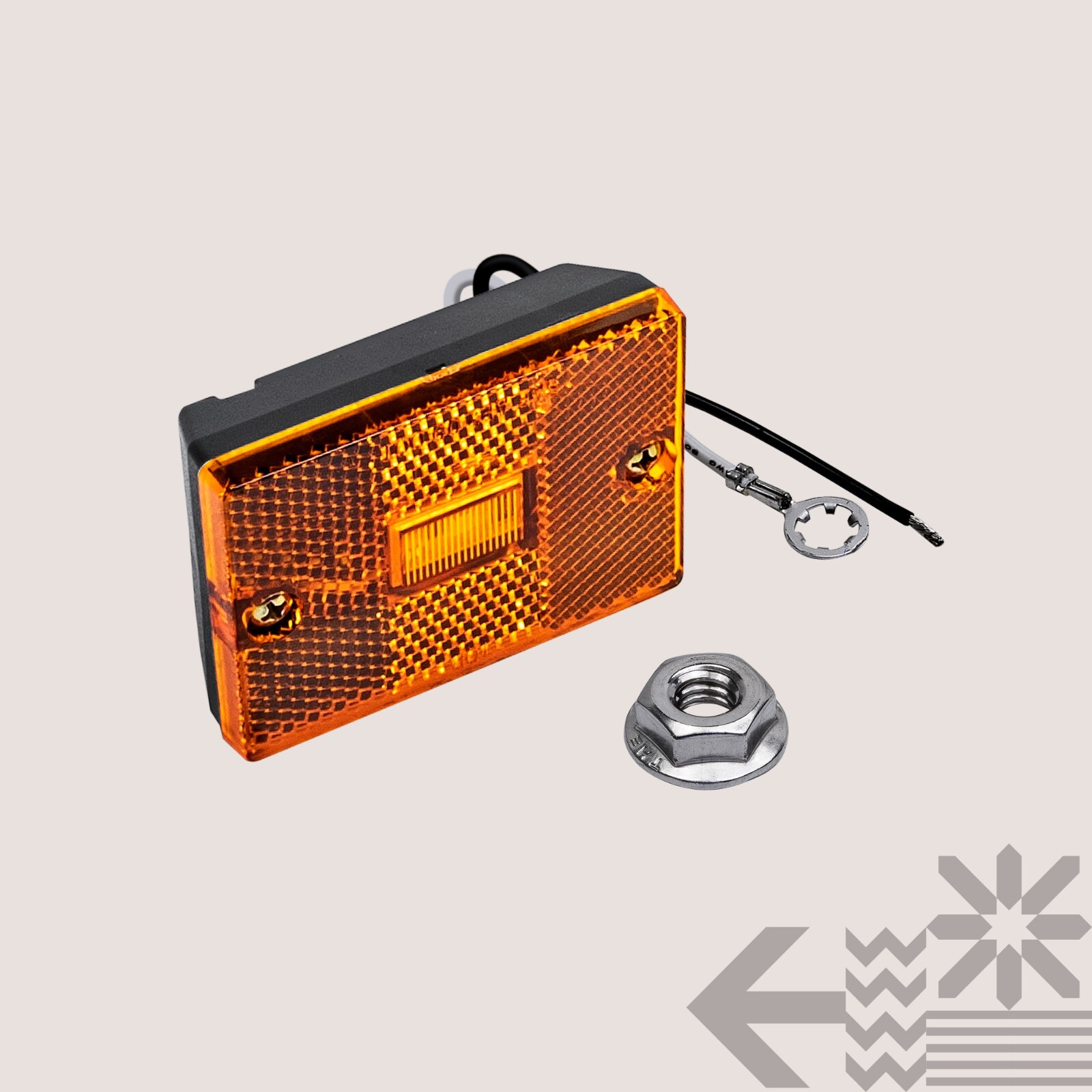 1pc DOT Stud-Mount Amber LED Side Marker Light for Utility Boat Trailers Over 80