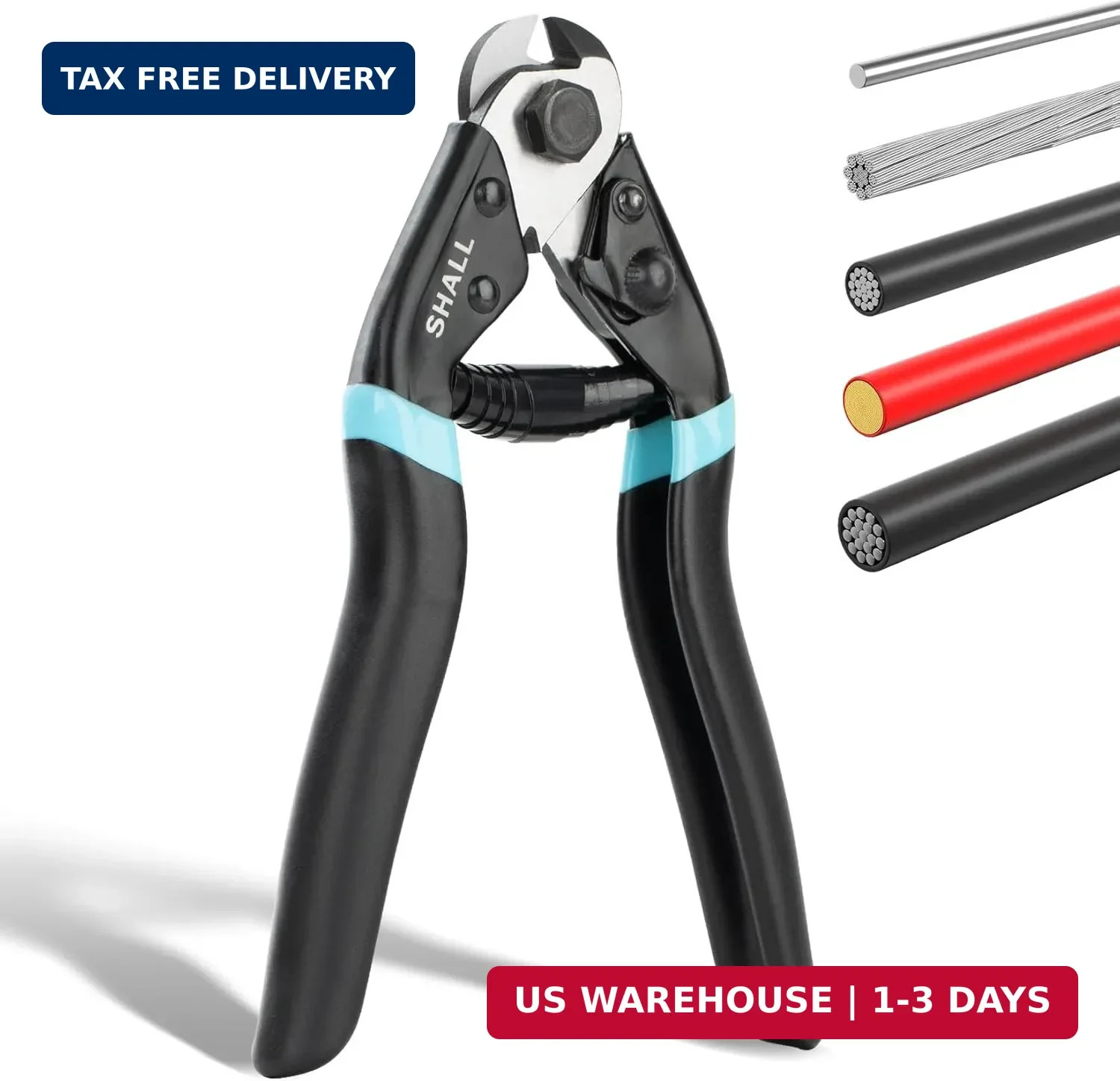 SHALL Cable Cutter, 7-1/2 inch Wire Rope Cutter Heavy Duty for Cuttng Up to 5/32