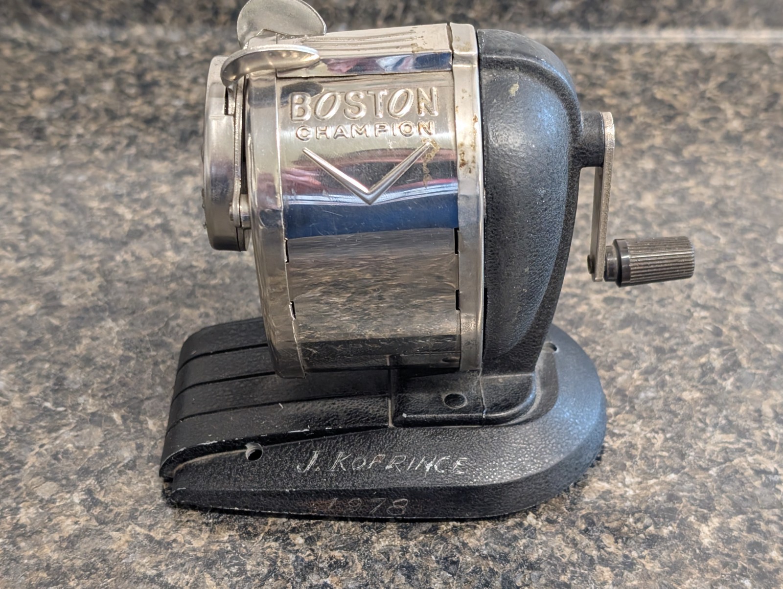 Vintage Boston Champion Pencil Sharpener Desktop Nice Working Condition