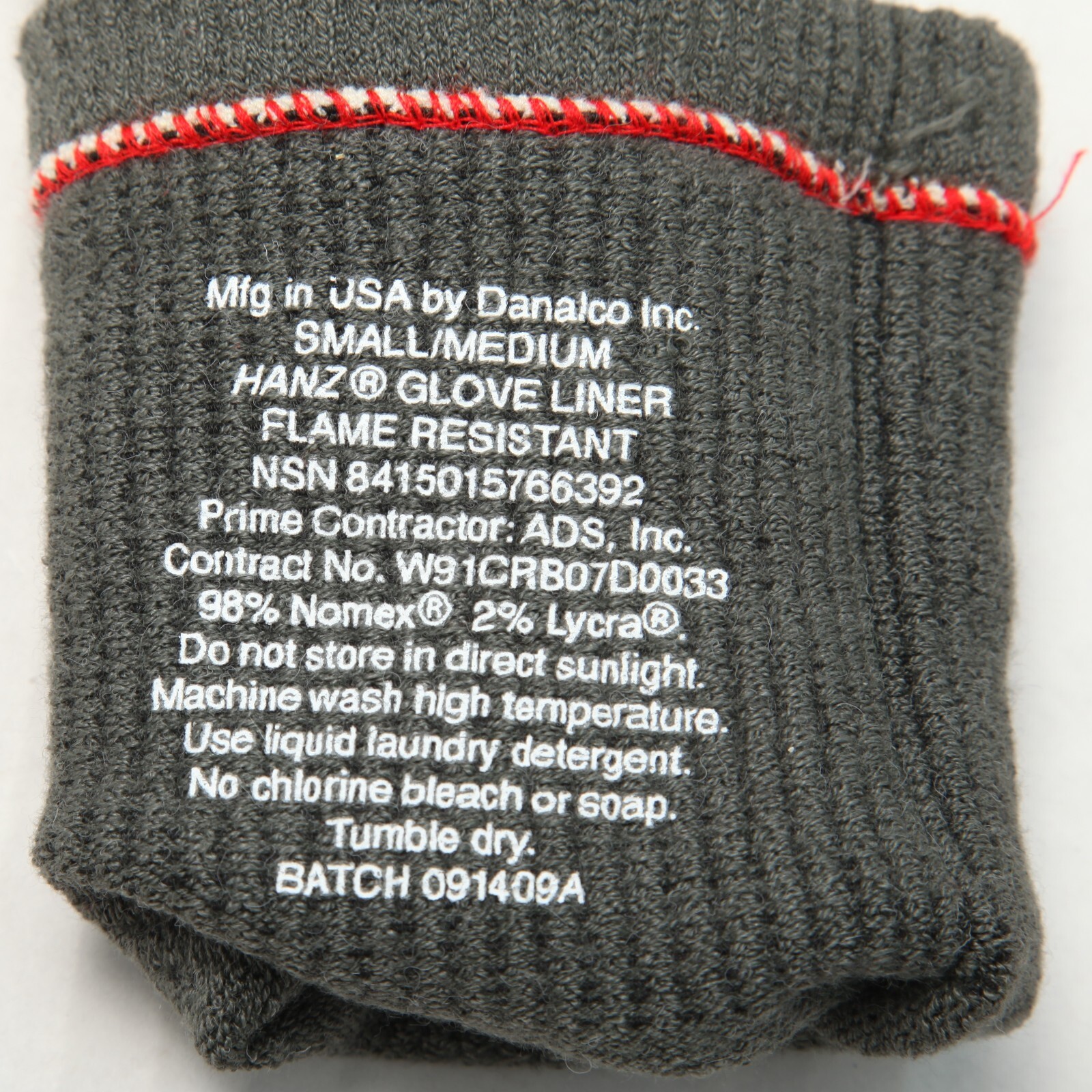 Hanz Glove Liner Mens Small / Medium Flame Resistant Green NSN 8415-01-576-6392