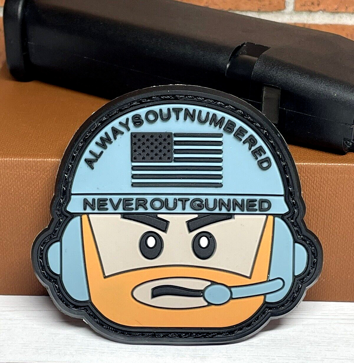 Tactical Morale Patch - PVC Never Out Gunned Operator Patch - Military Gun Patch