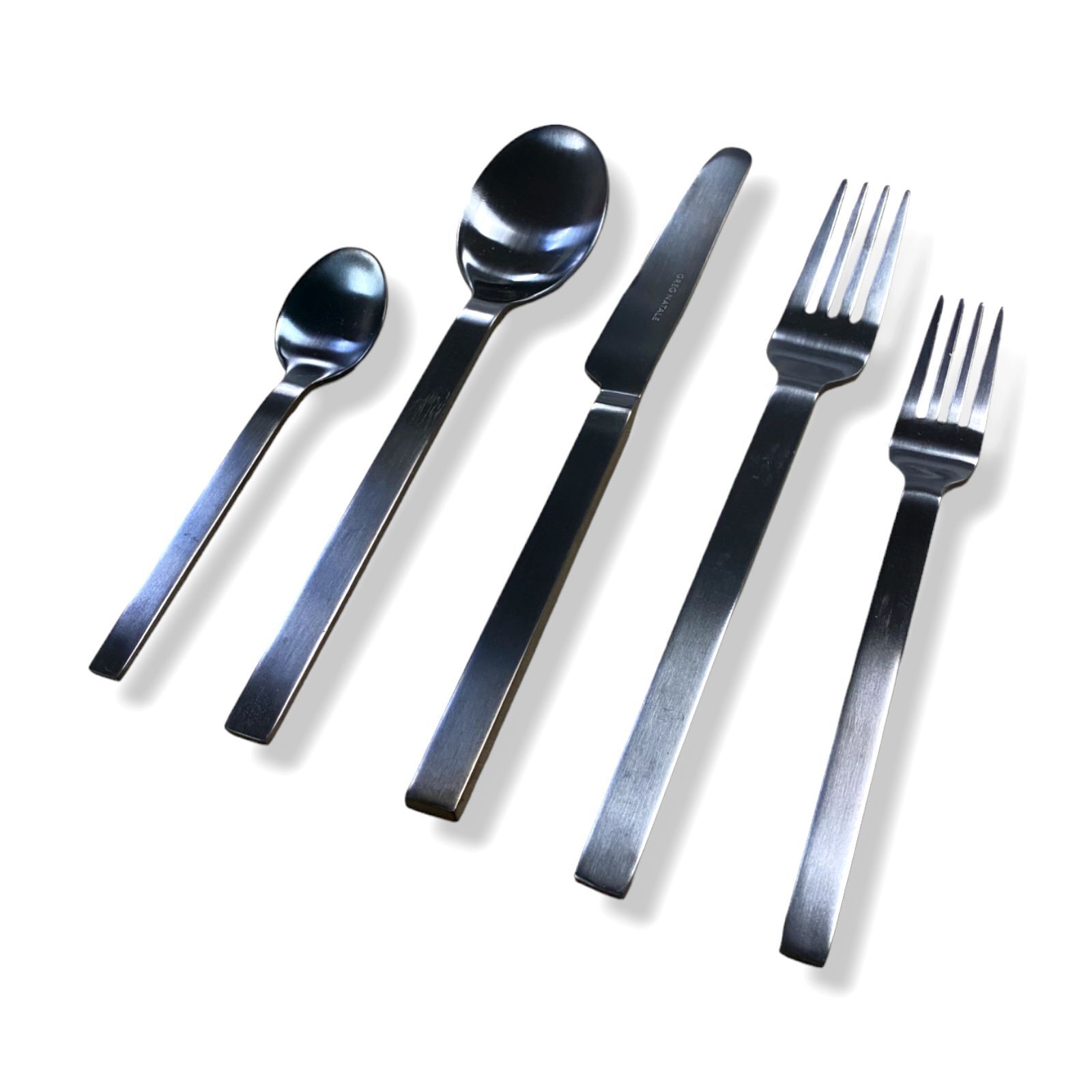 $40 Greg Natale Gray Mies Cutlery Brushed Graphite Flatware Utensil 5-Pcs Set