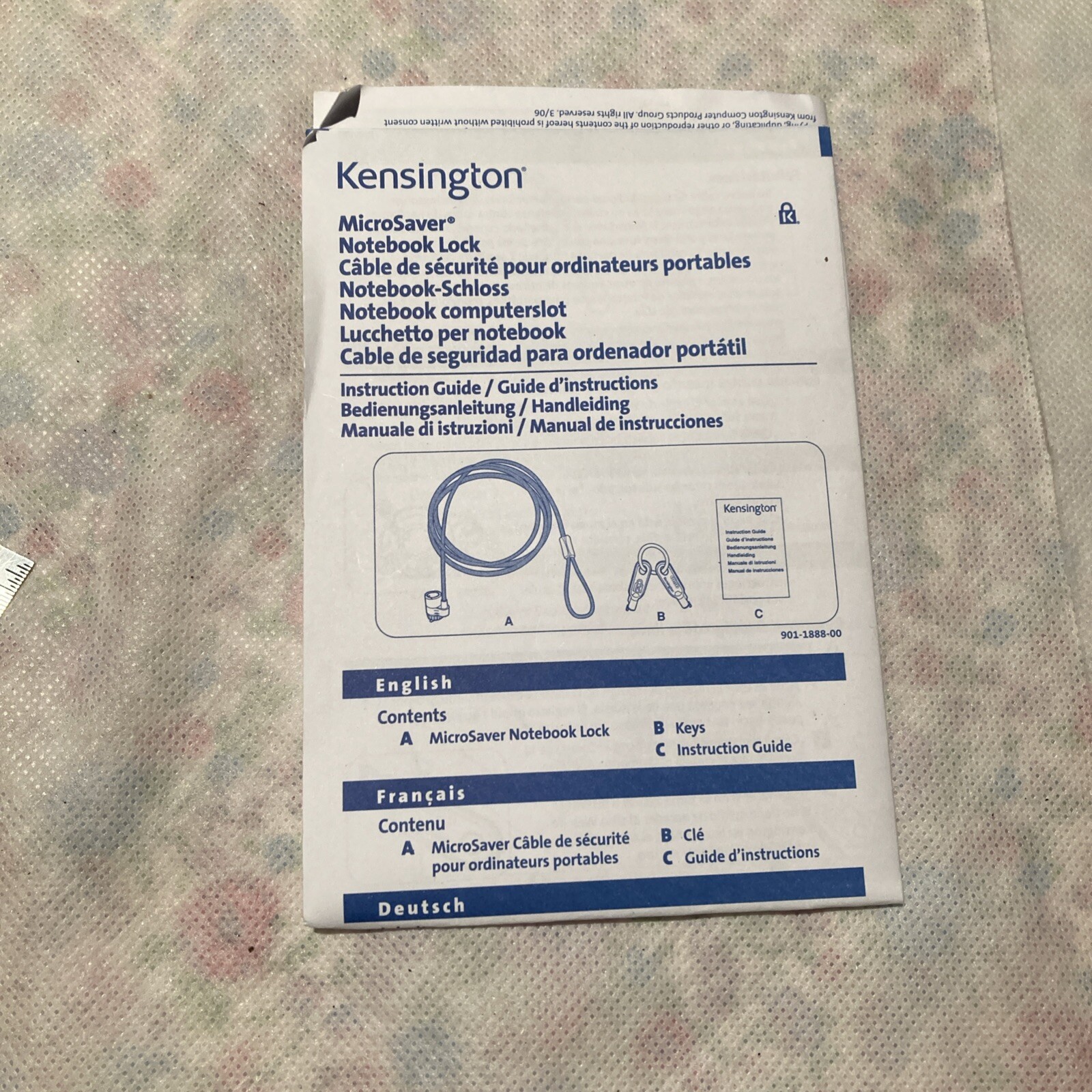 Kensington Micro Saver Keyed Notebook Lock, Model 64068F