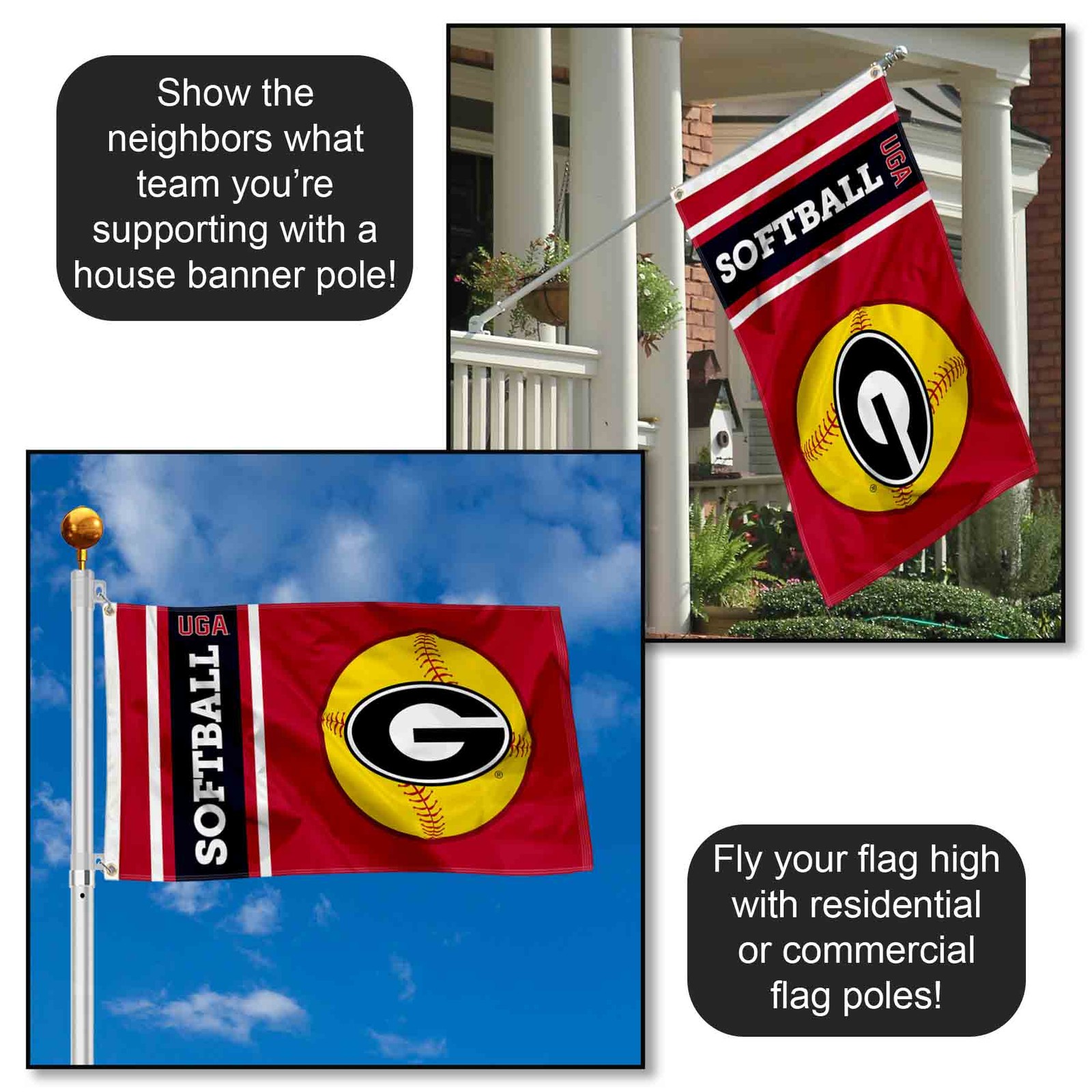 Georgia Bulldogs Softball 3x5 Flag