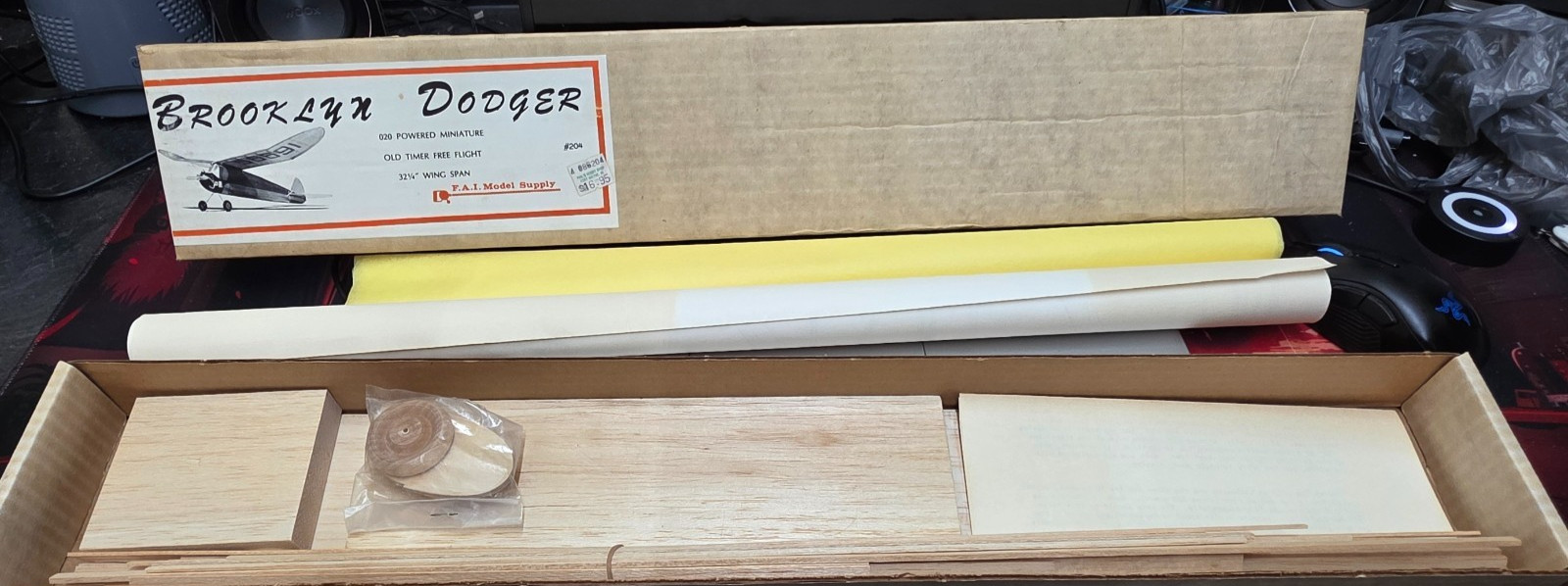 Vintage F.A.I. Model Supply Brooklyn Dodger 32-1/4″ Kit Old Timer RC Airplane
