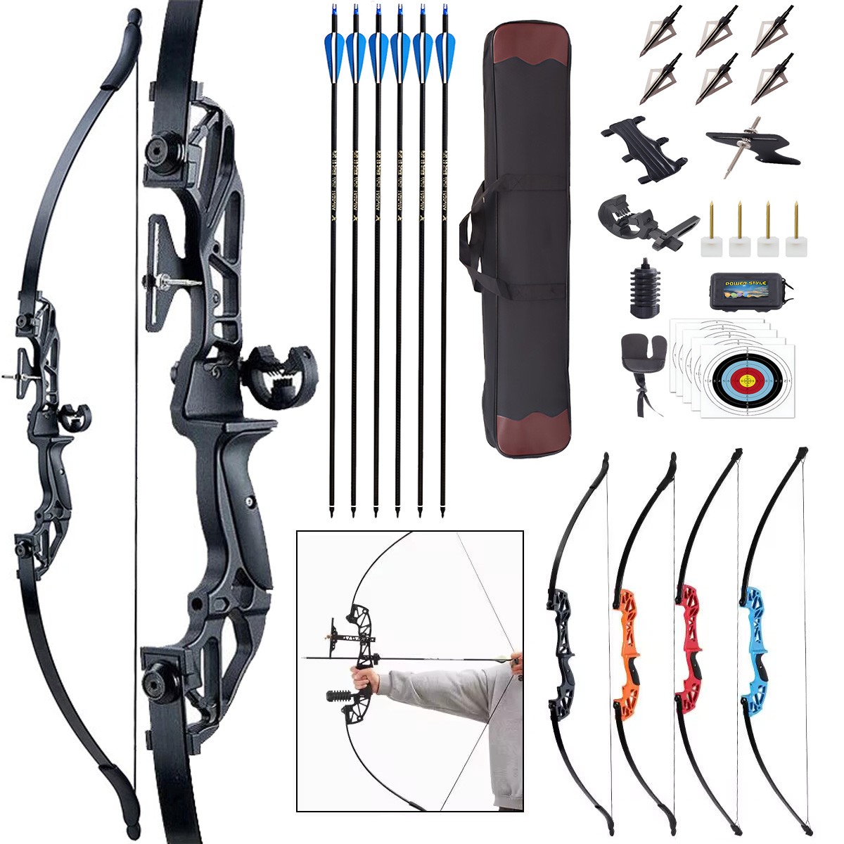 Archery 53" Recurve Bow And Arrows Quiver Set For Adult Beginner Hunting Target