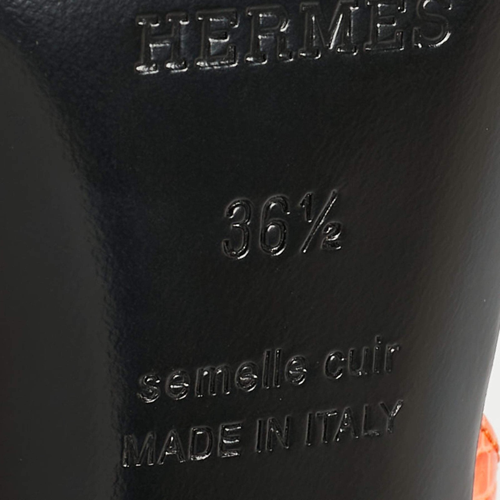 Hermes Holy Size 36.5 Orange Lizard Leather Slingback Sandals