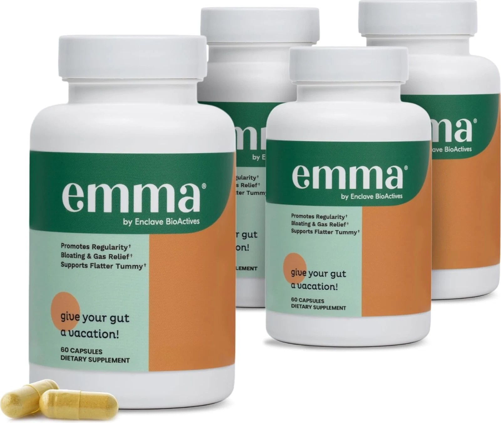 LATEST Emma Gut Health Doctors Endorsed Supplement 60 Capsules -Relief from Gas