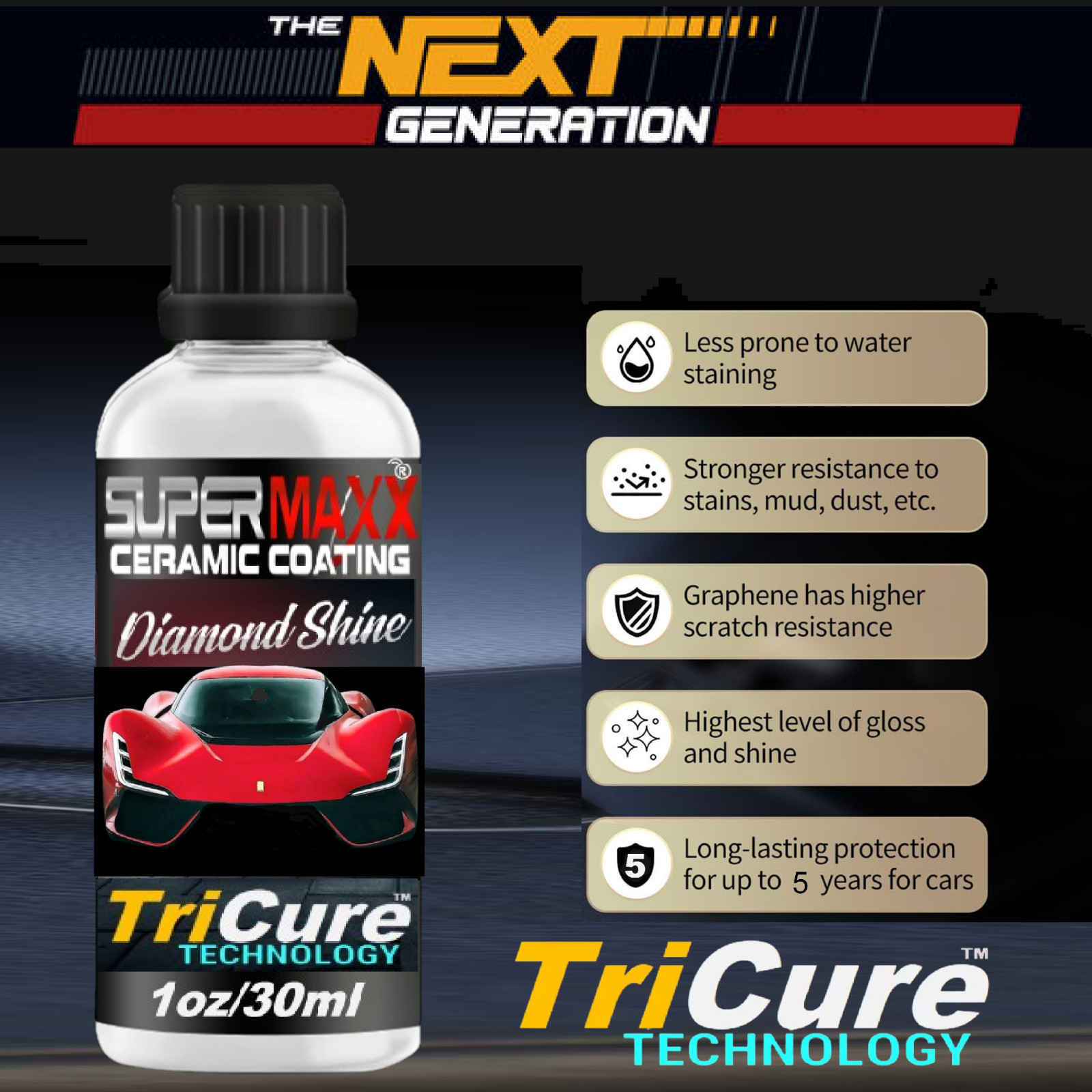 CERAMIC CAR COATING SCRATCH RESISTANT 5 YR ADVANCED PAINT PROTECTION DURABILITY