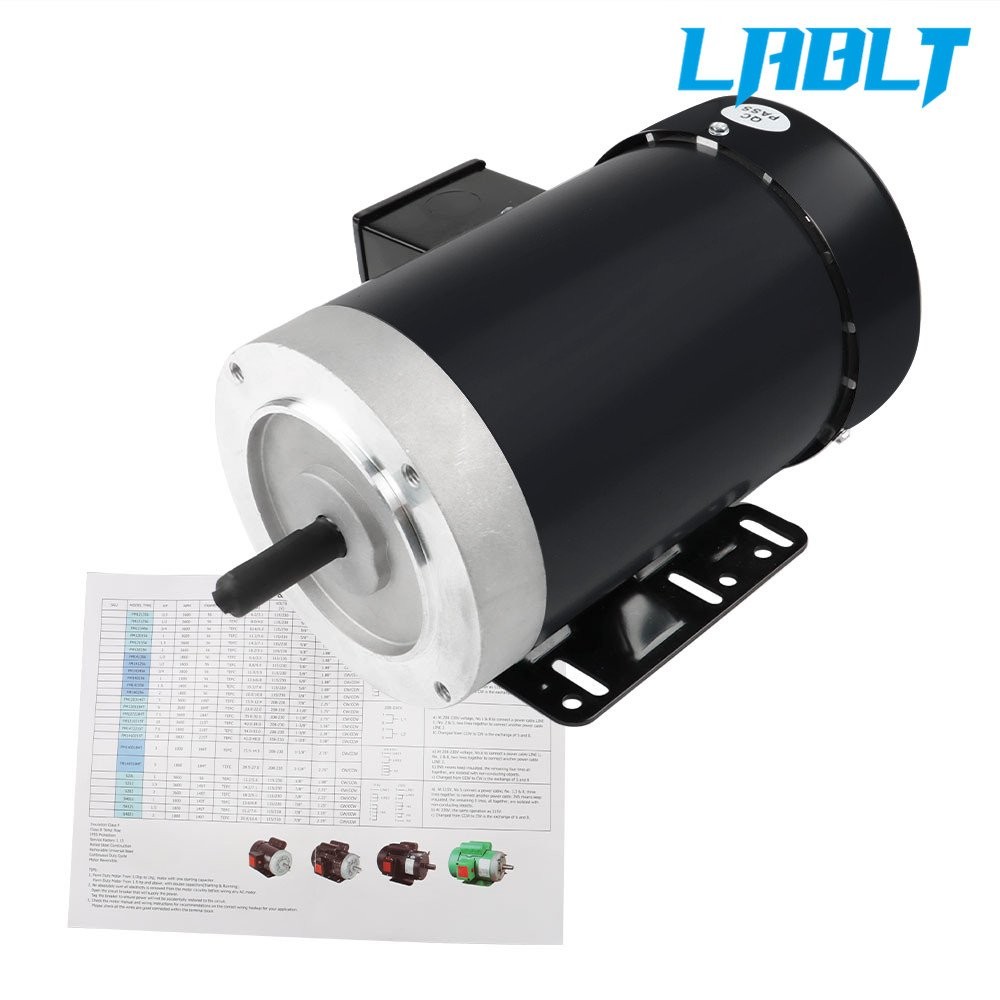 LABLT Electric Motor 2 HP Three Phase 56C Frame 1800 RPM TEFC 230 / 460 Volt