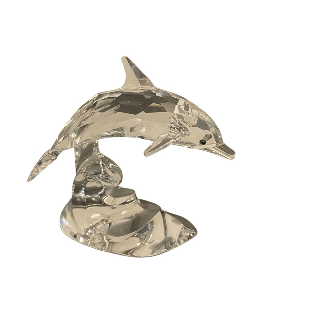 Swarovski Large Crystal 'Dolphin on Wave' Figurine #190365 No Box