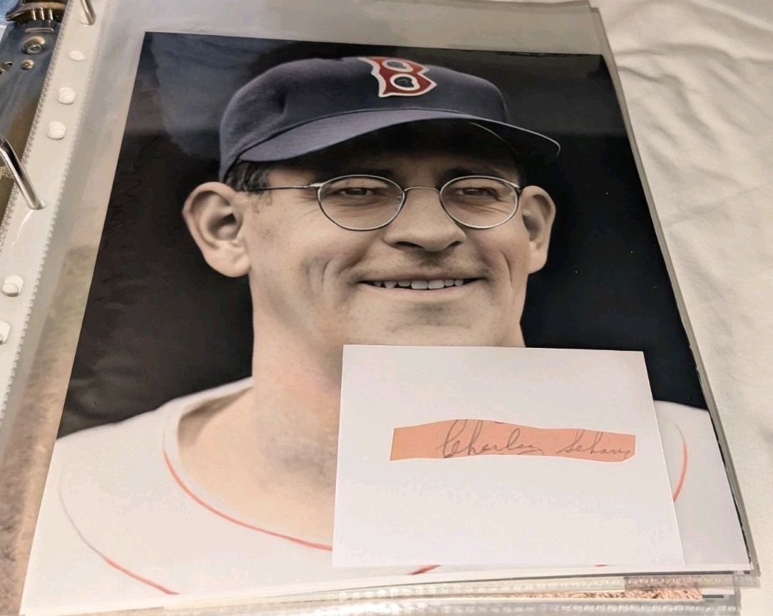 Charley Schanz Boston Red Sox Signed Cut With 8x10 Photo W/Our COA B
