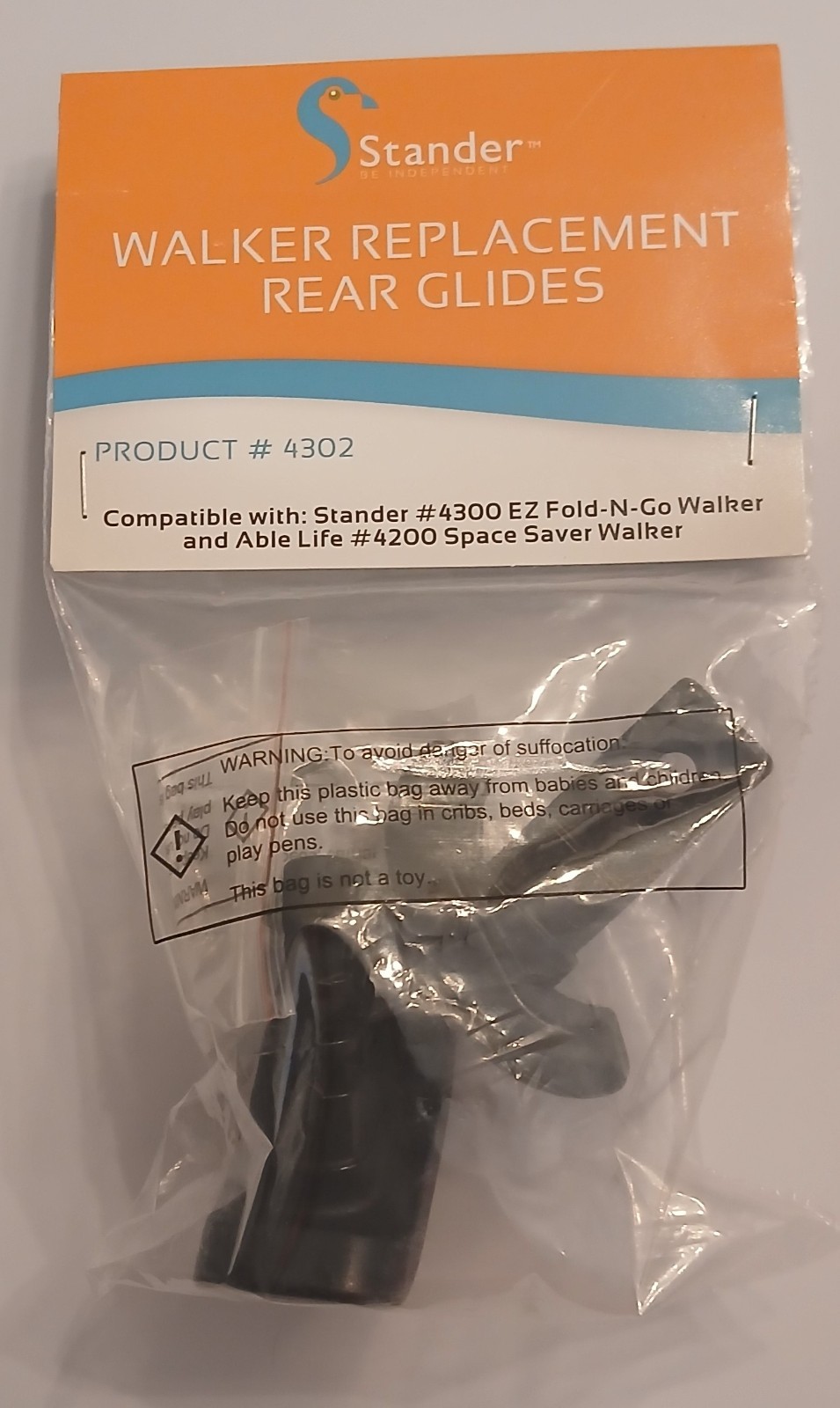 Stander Walker Replacement Rear Glides for EZ Fold-N-Go, Elite Travel Walkers 09