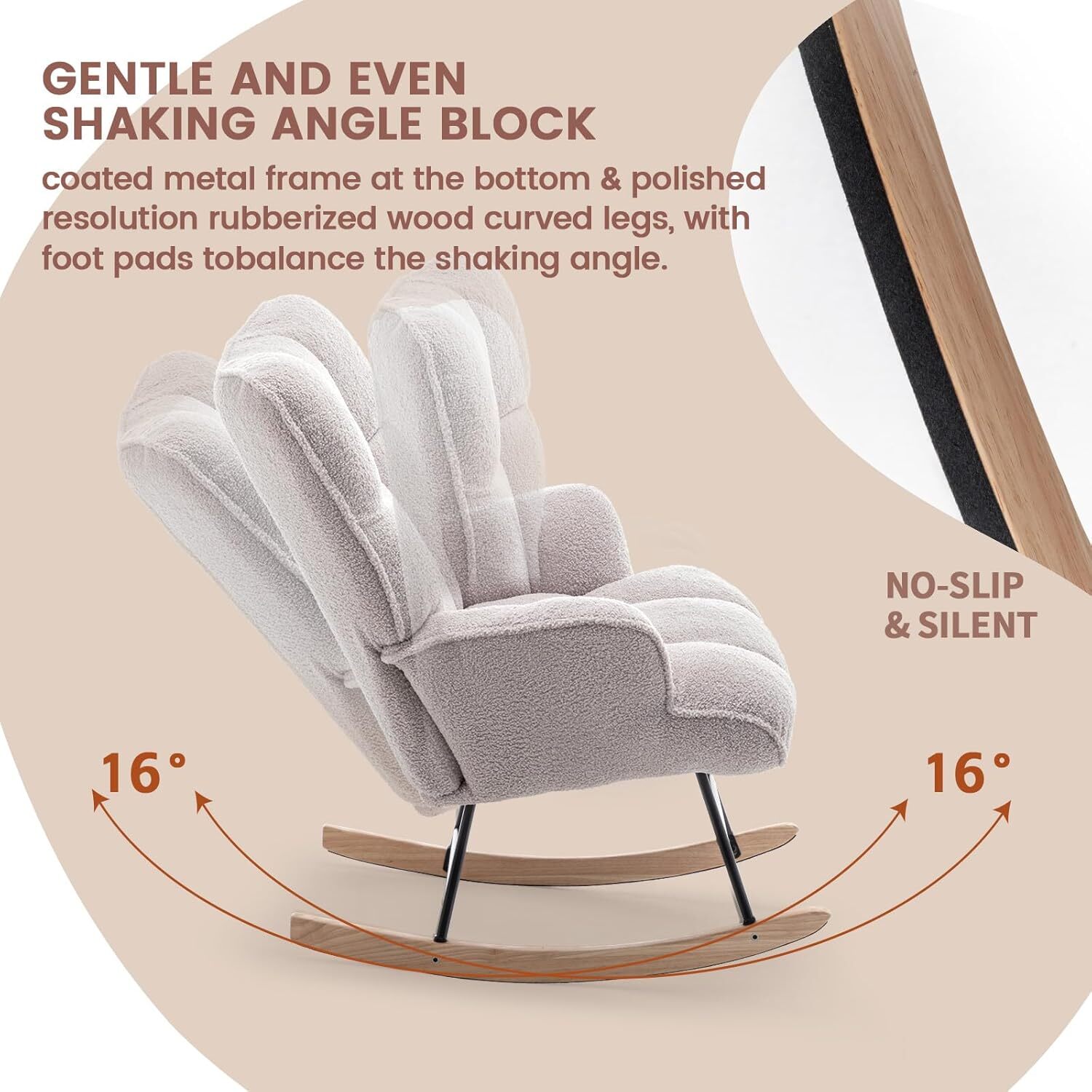 Rocking Chair Nursery Teddy, Upholstered Baby Fluffy Glider Rocker