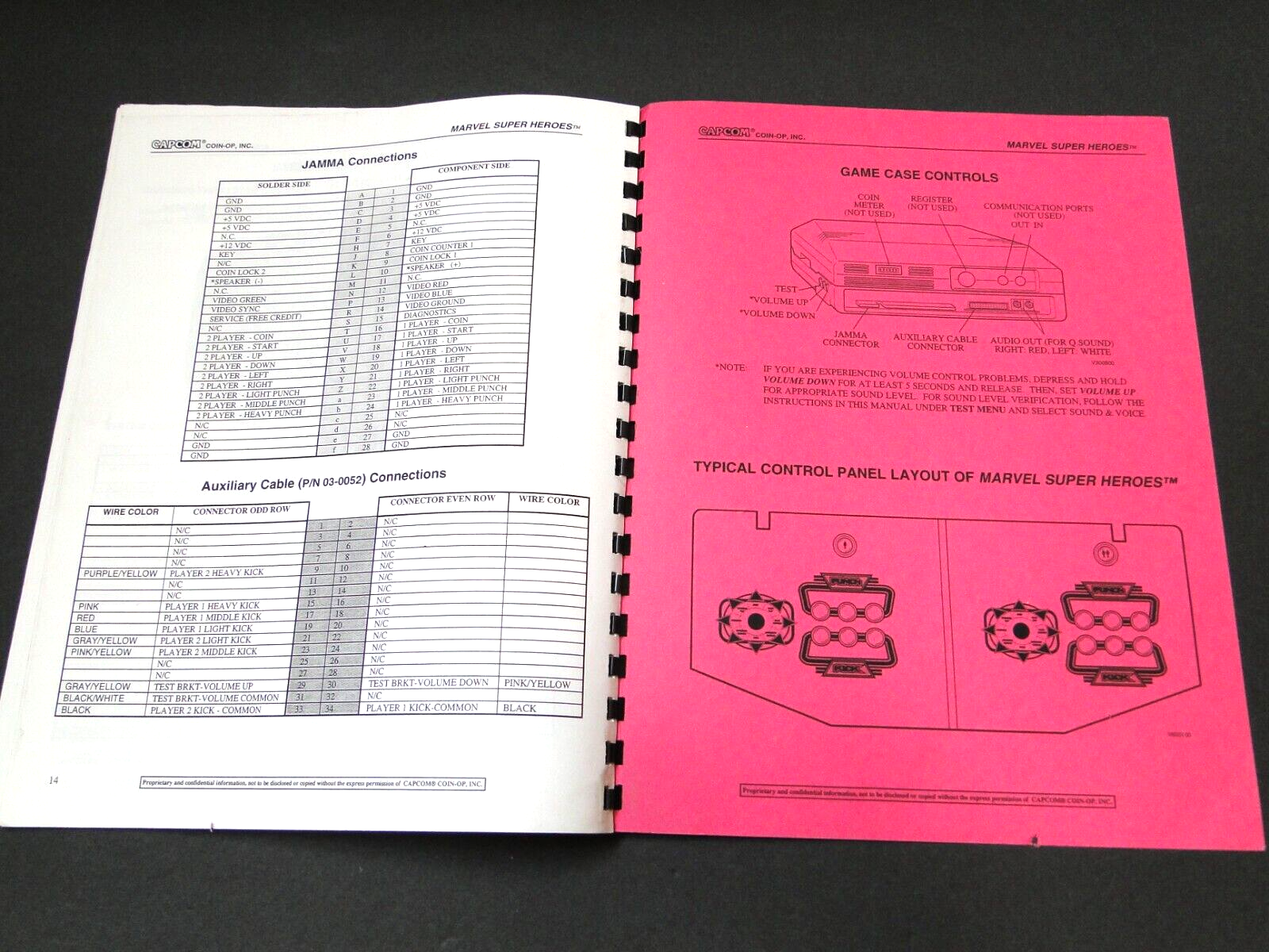 Vintage 1995 Capcom - Marvel Super Heroes Arcade Operators Manual