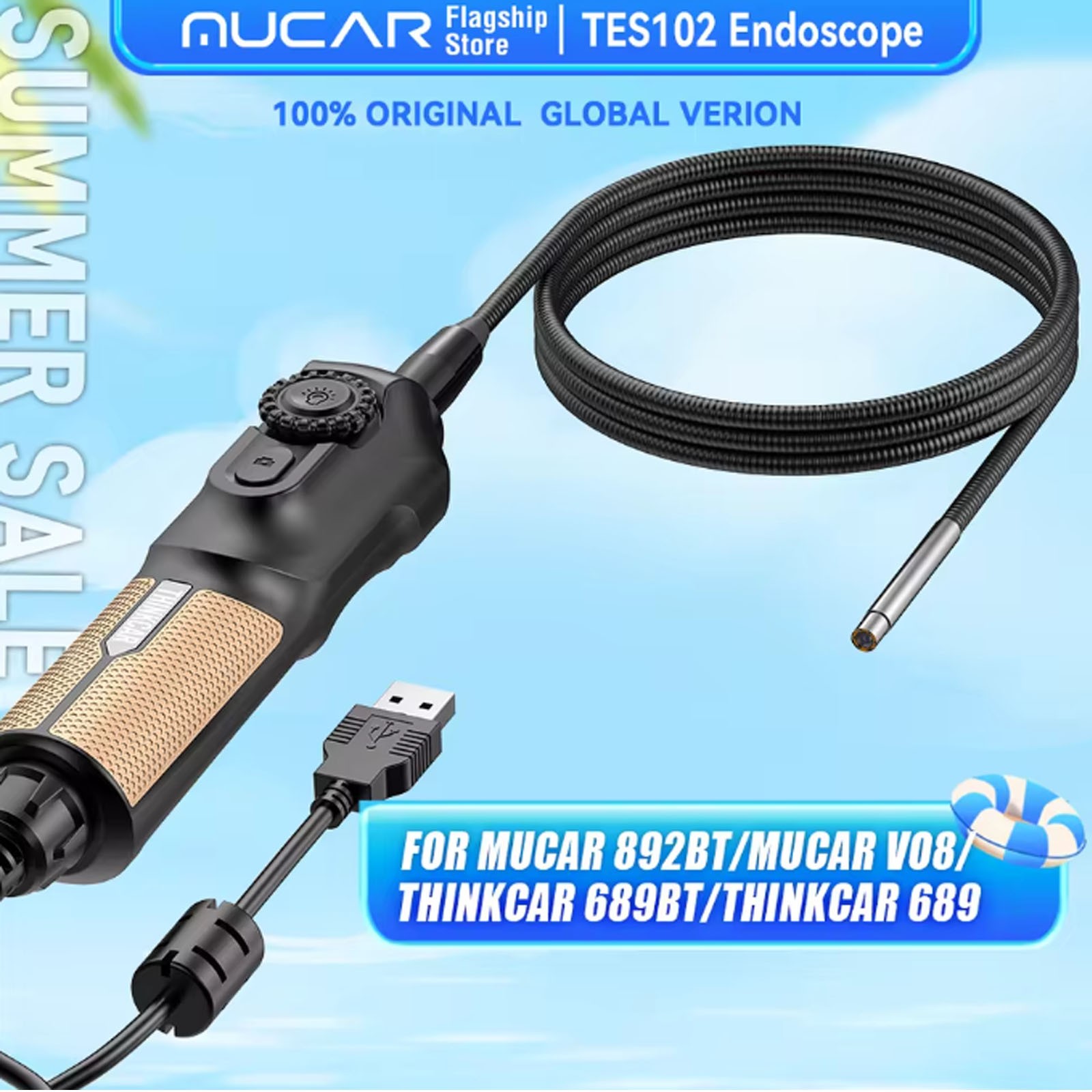 THINKCAR TES102 USB Video Inspection Scope Camera with LED Light For 892BT 689BT