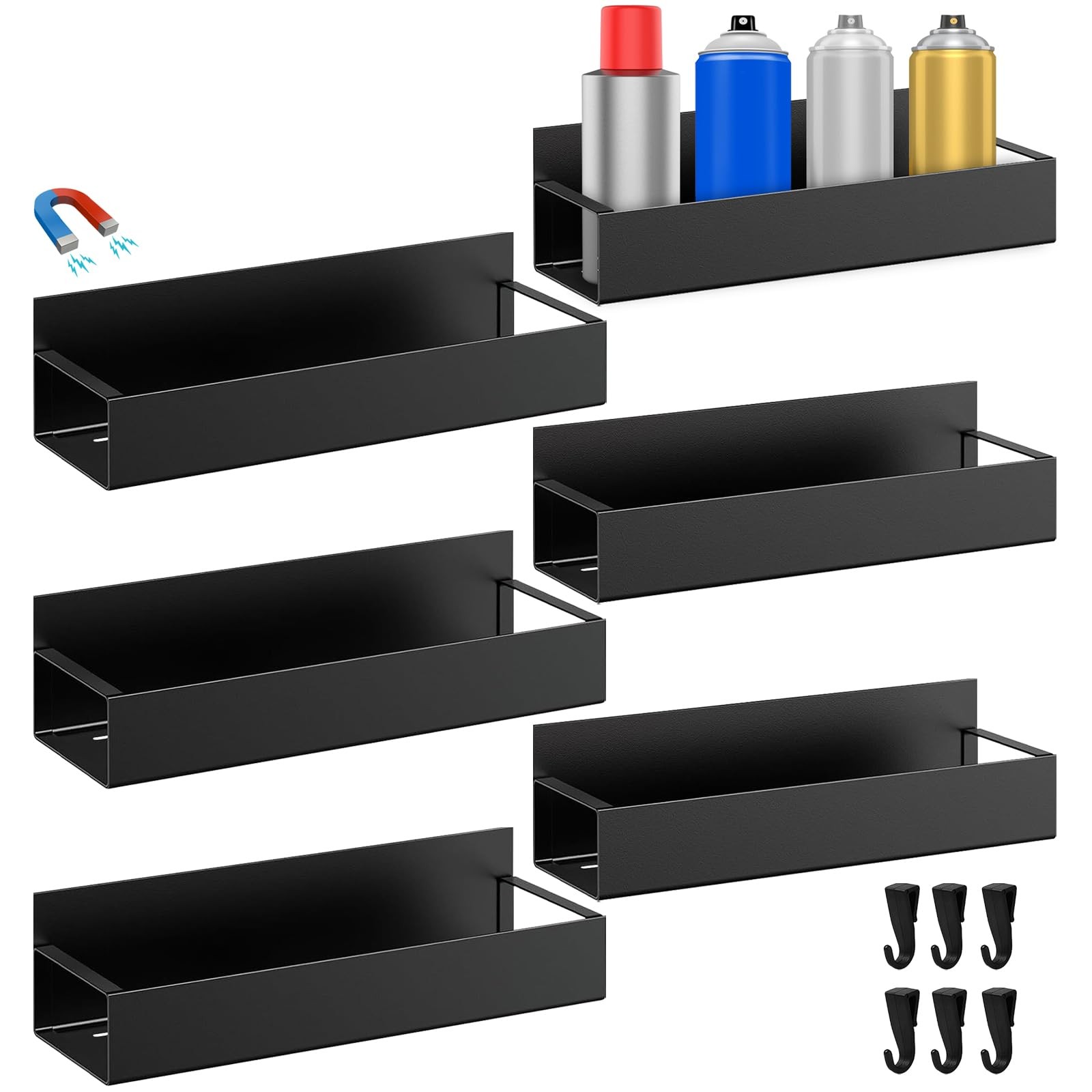 6 Pcs Magnetic Spray Can Holder, Magnet Toolbox Holder, Wall Mounted Spray Bo...