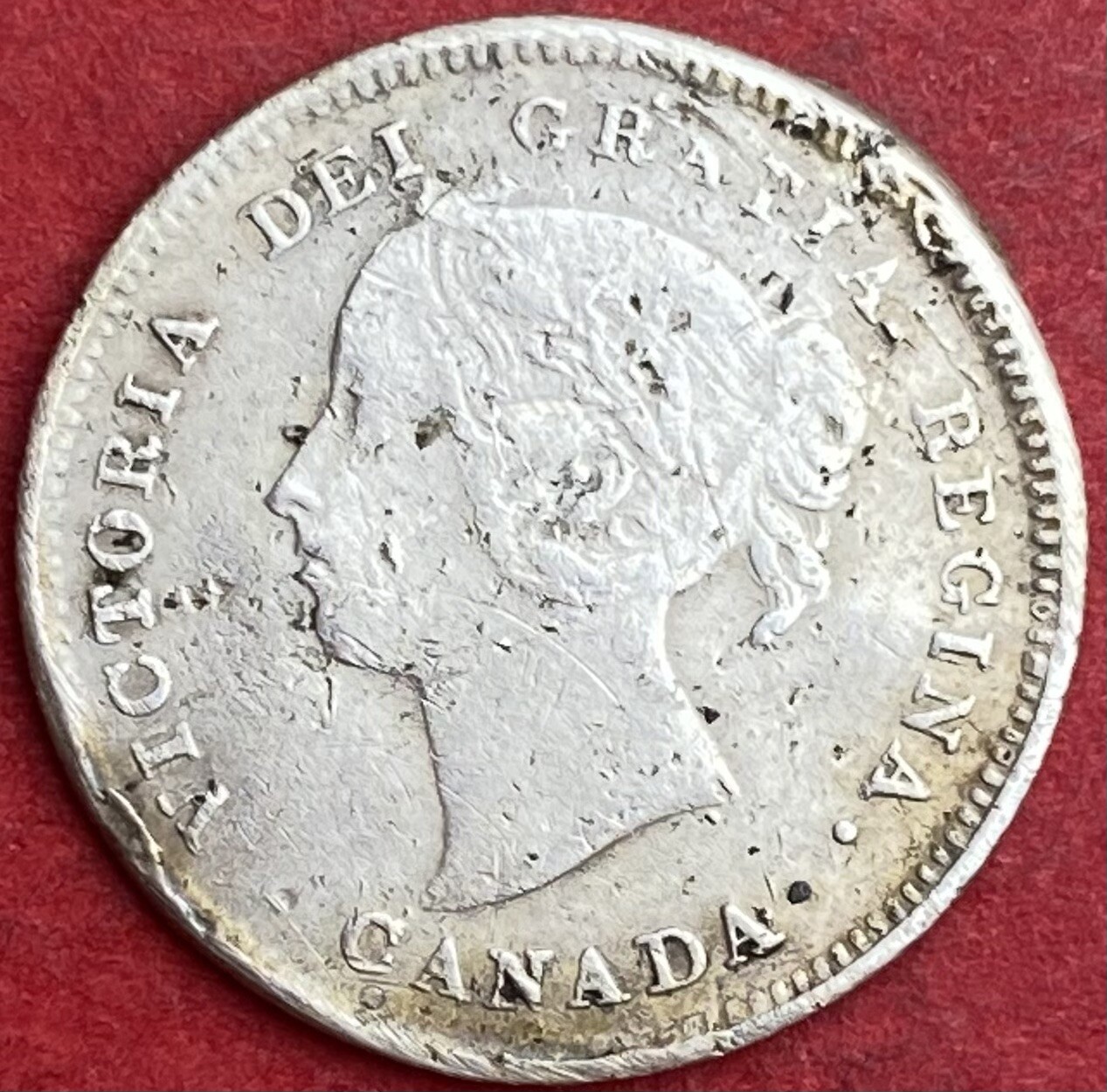 1884 Canada 5 Cents - F/VF - Damages Trend 425$ Lot#6353