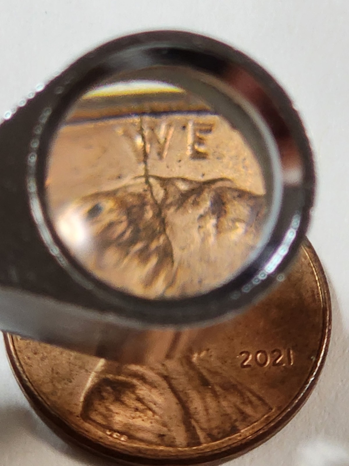 2021-P Lincoln Cent Spike Head Die Crack Penny A1