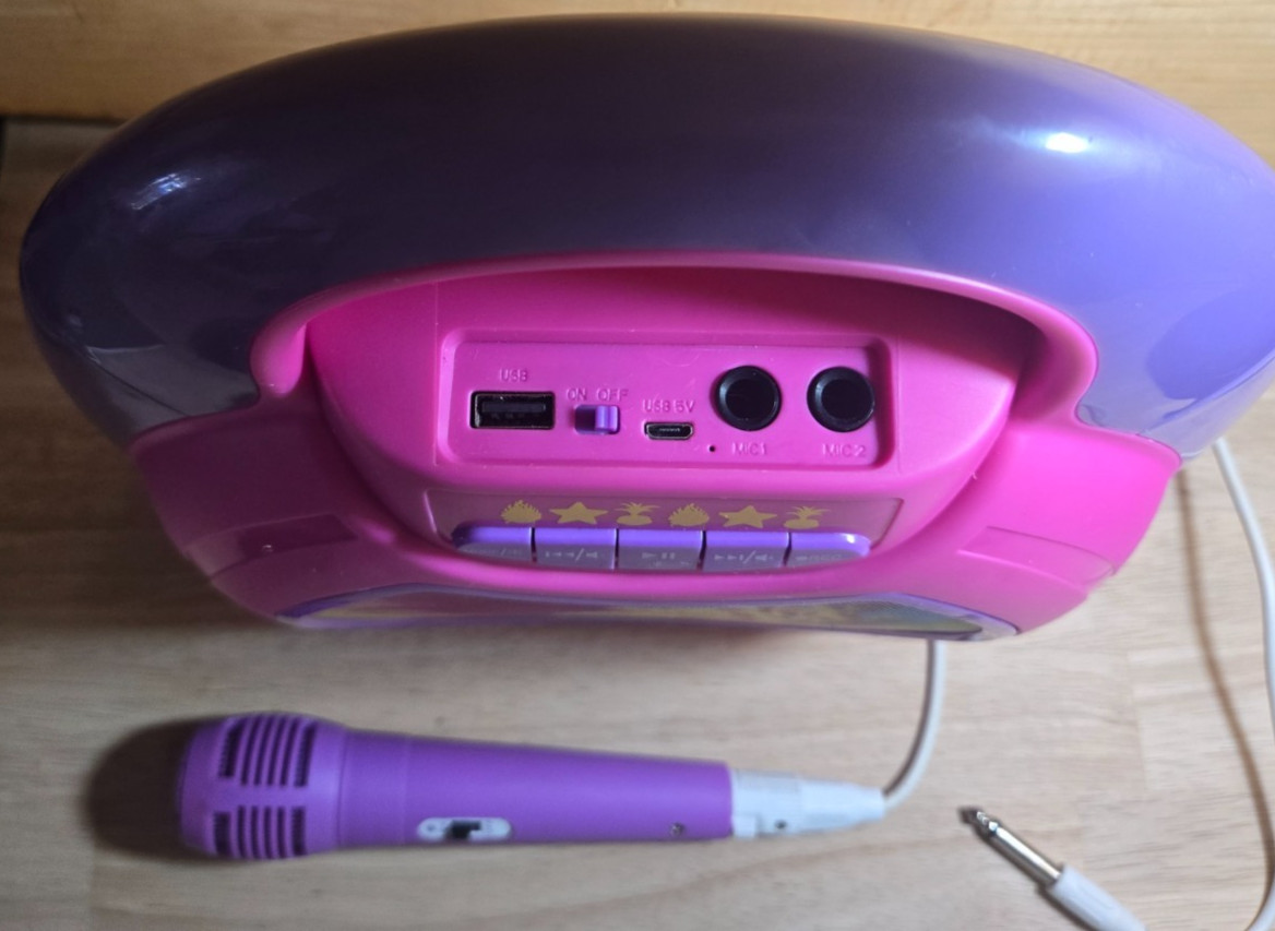 Trolls Movie Karaoke Machine Bluetooth LED Light Show Store/Record MP3 Tested!