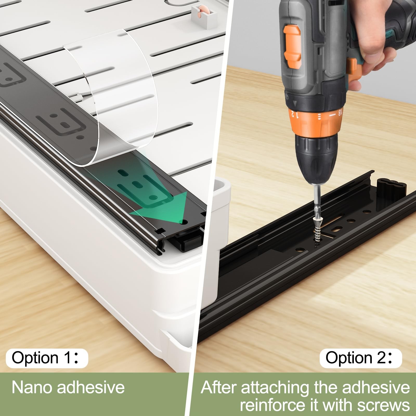 2 Pack Pull Out Cabinet Organizers Expandable, Plastic Slide Out Drawers for ...
